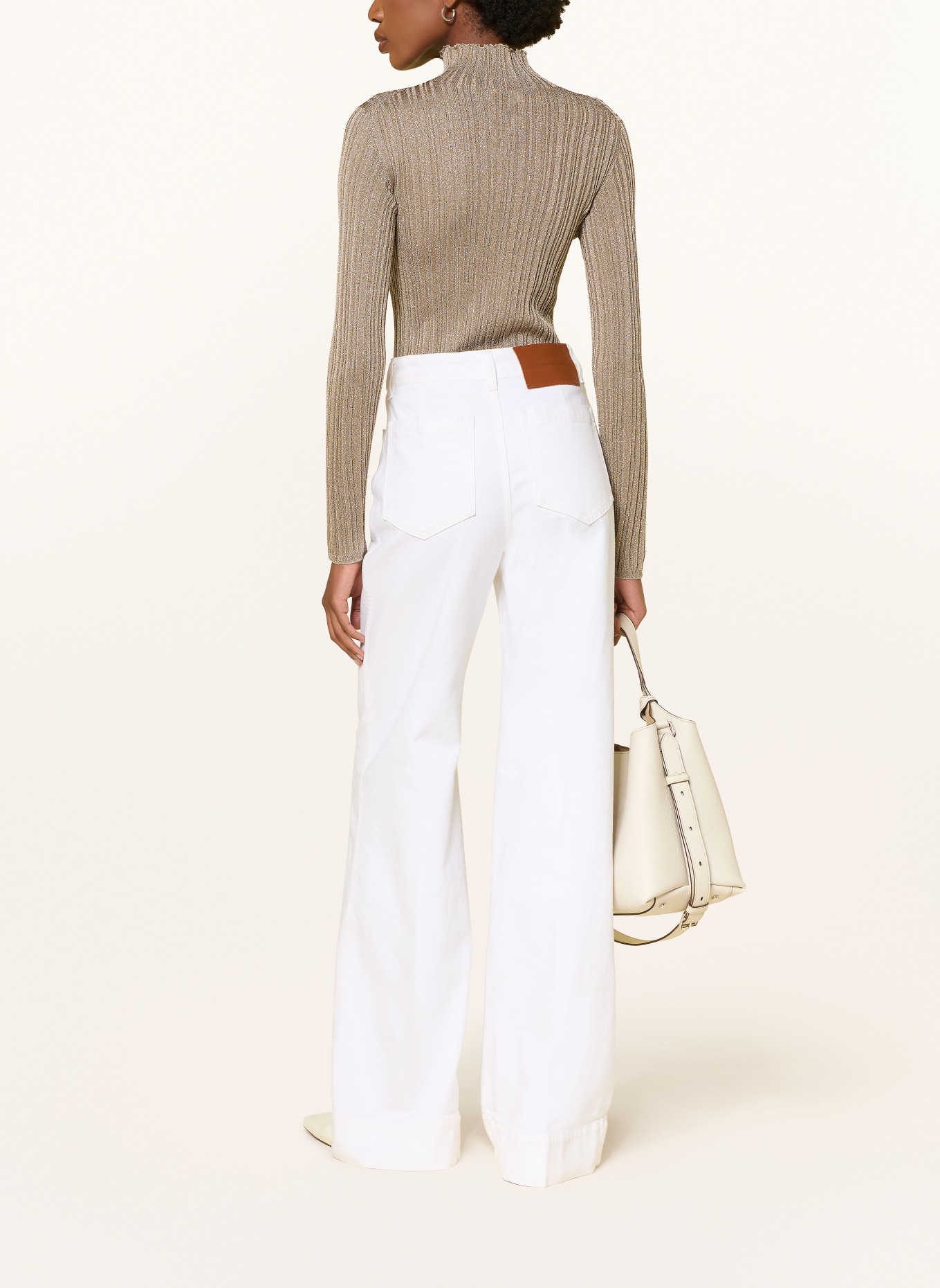 FABIANA FILIPPI Pullover mit Glitzergarn: TAUPE / GOLD