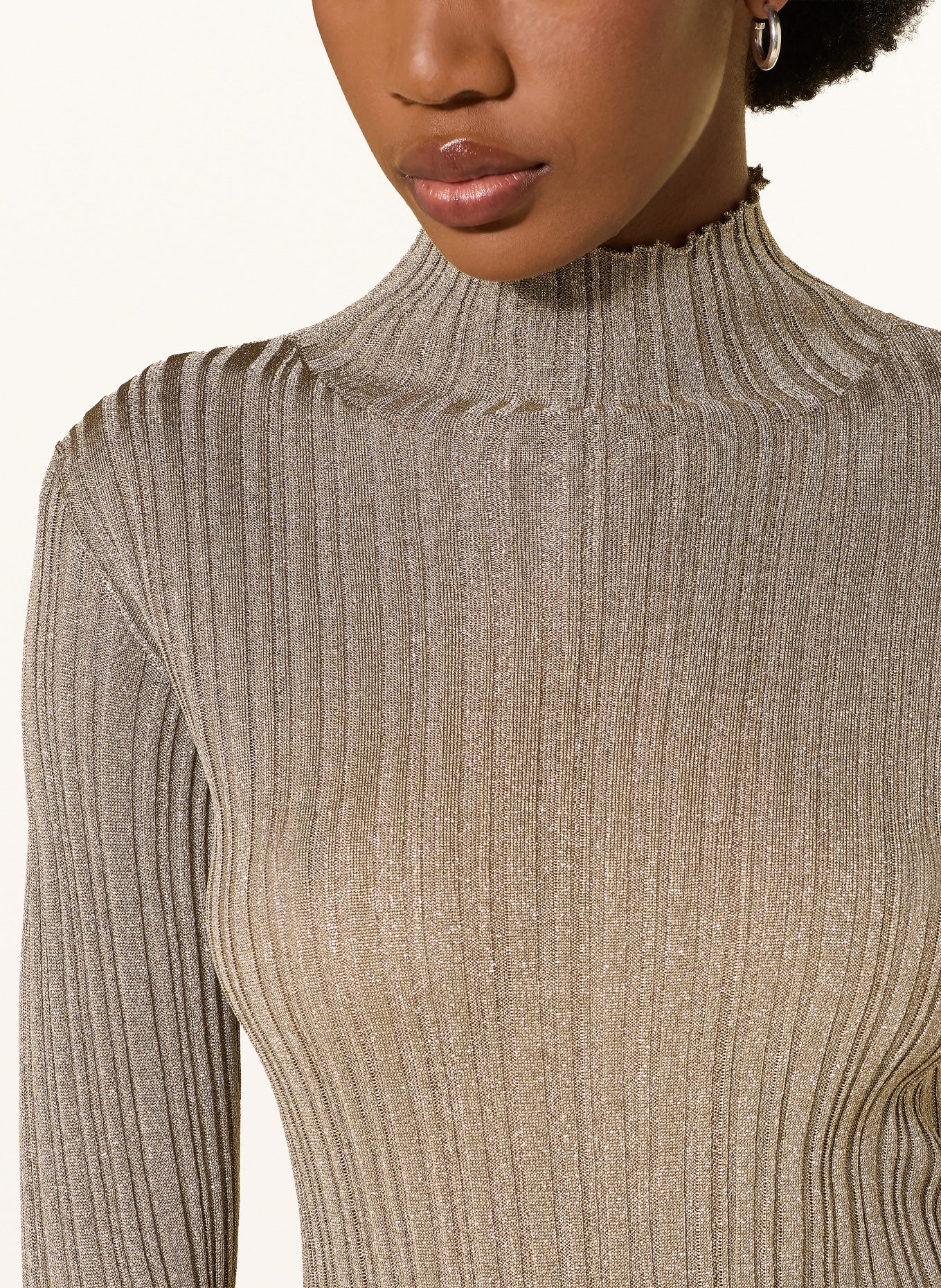 FABIANA FILIPPI Pullover mit Glitzergarn: TAUPE / GOLD