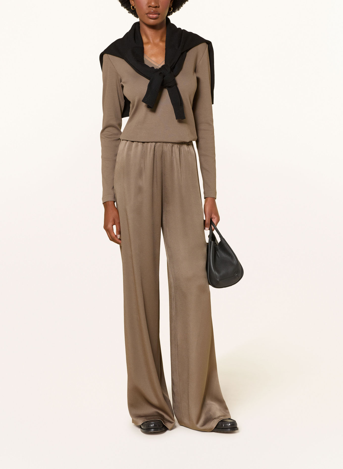 FABIANA FILIPPI Longsleeve mit Schmuckperlen: BRAUN