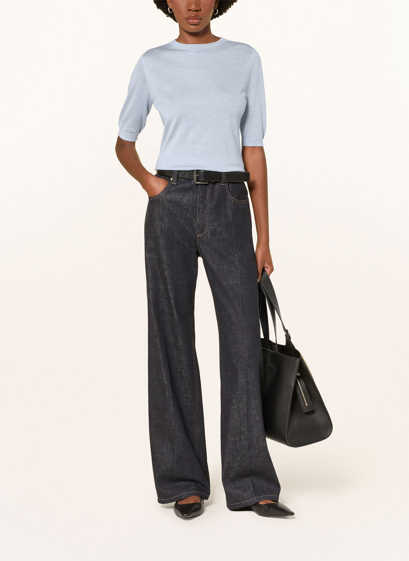 FABIANA FILIPPI Strickshirt mit Cashmere und Seide: HELLBLAU