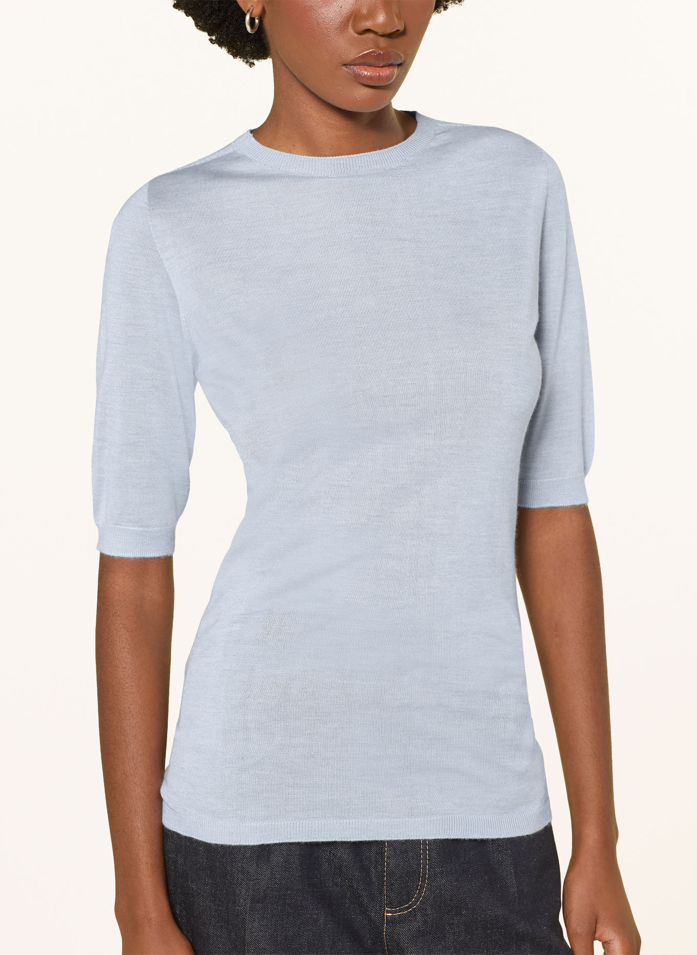 FABIANA FILIPPI Strickshirt mit Cashmere und Seide: HELLBLAU