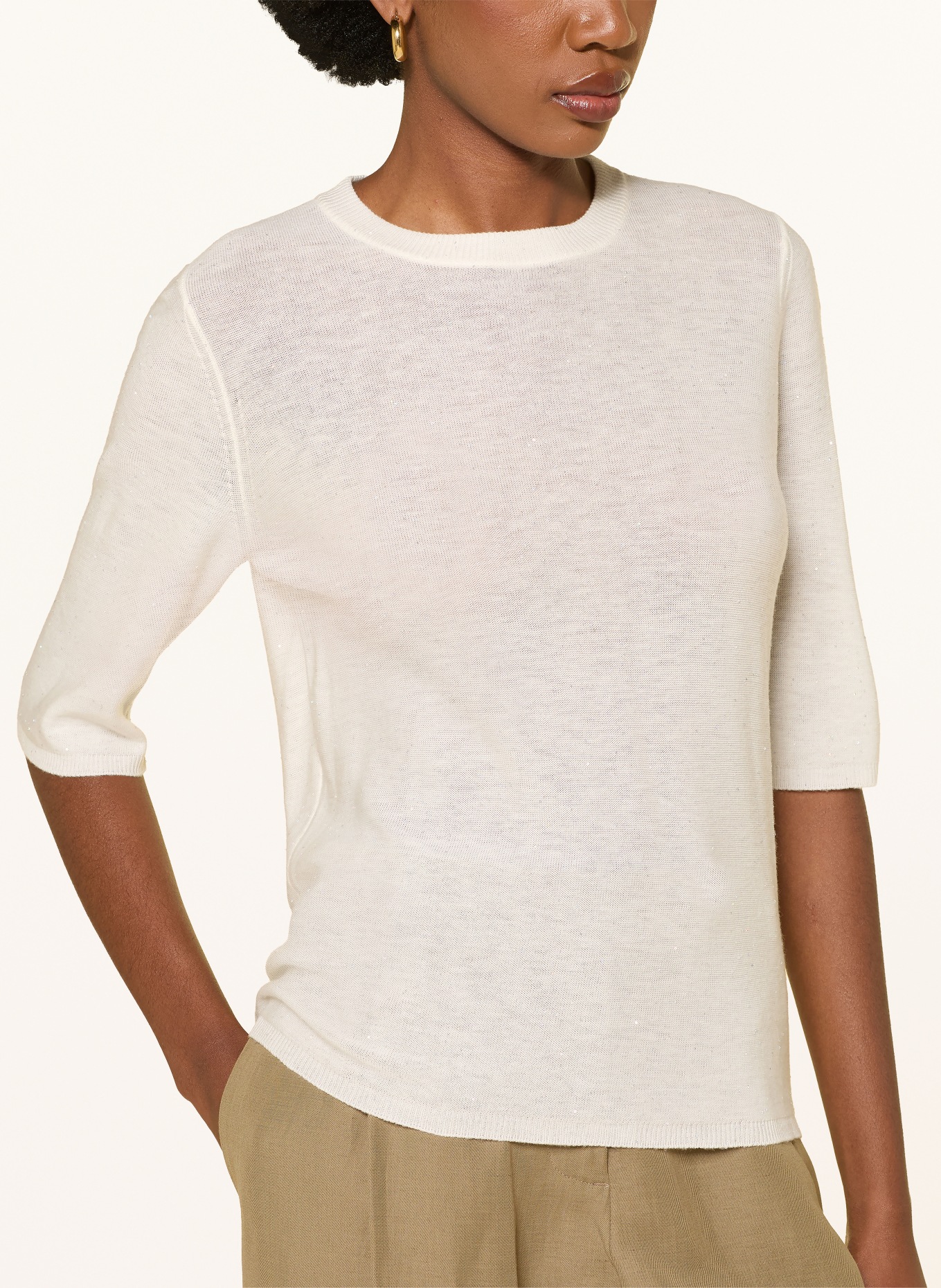 FABIANA FILIPPI Knit shirt with sequins: CREAM