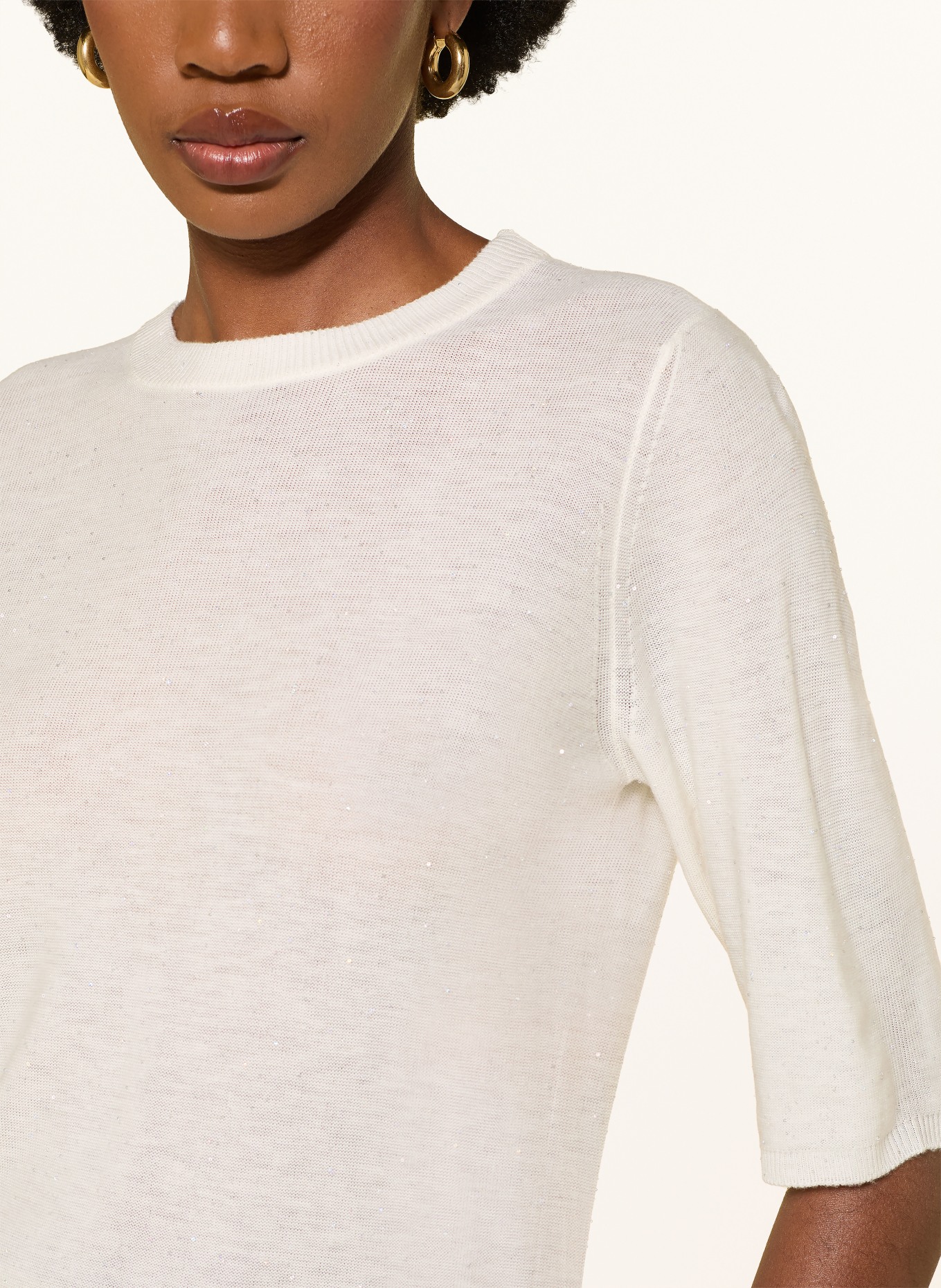 FABIANA FILIPPI Knit shirt with sequins: CREAM