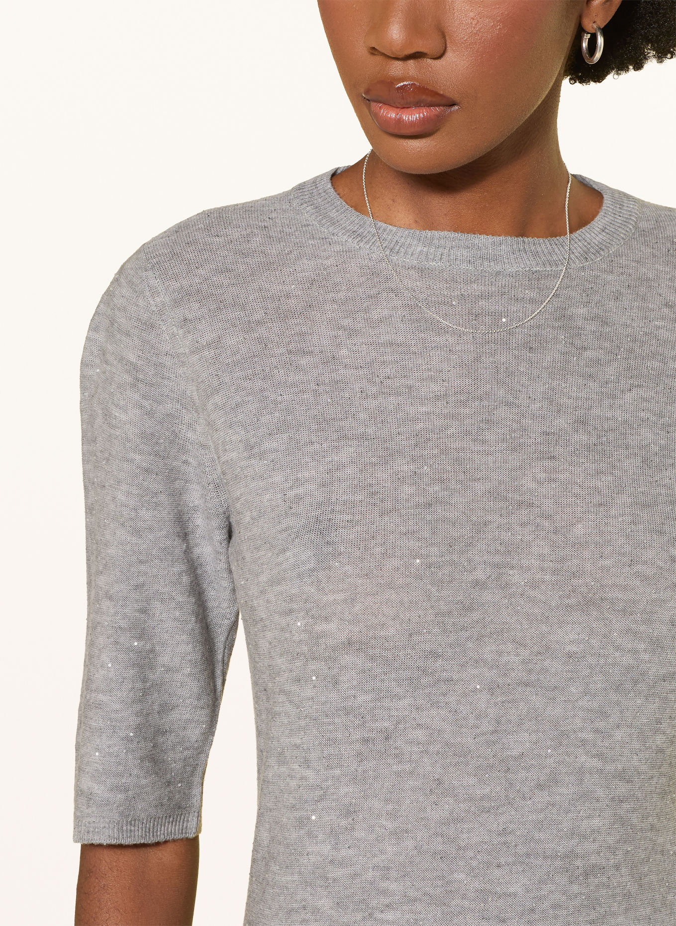 FABIANA FILIPPI Knit shirt with sequins: LIGHT GRAY
