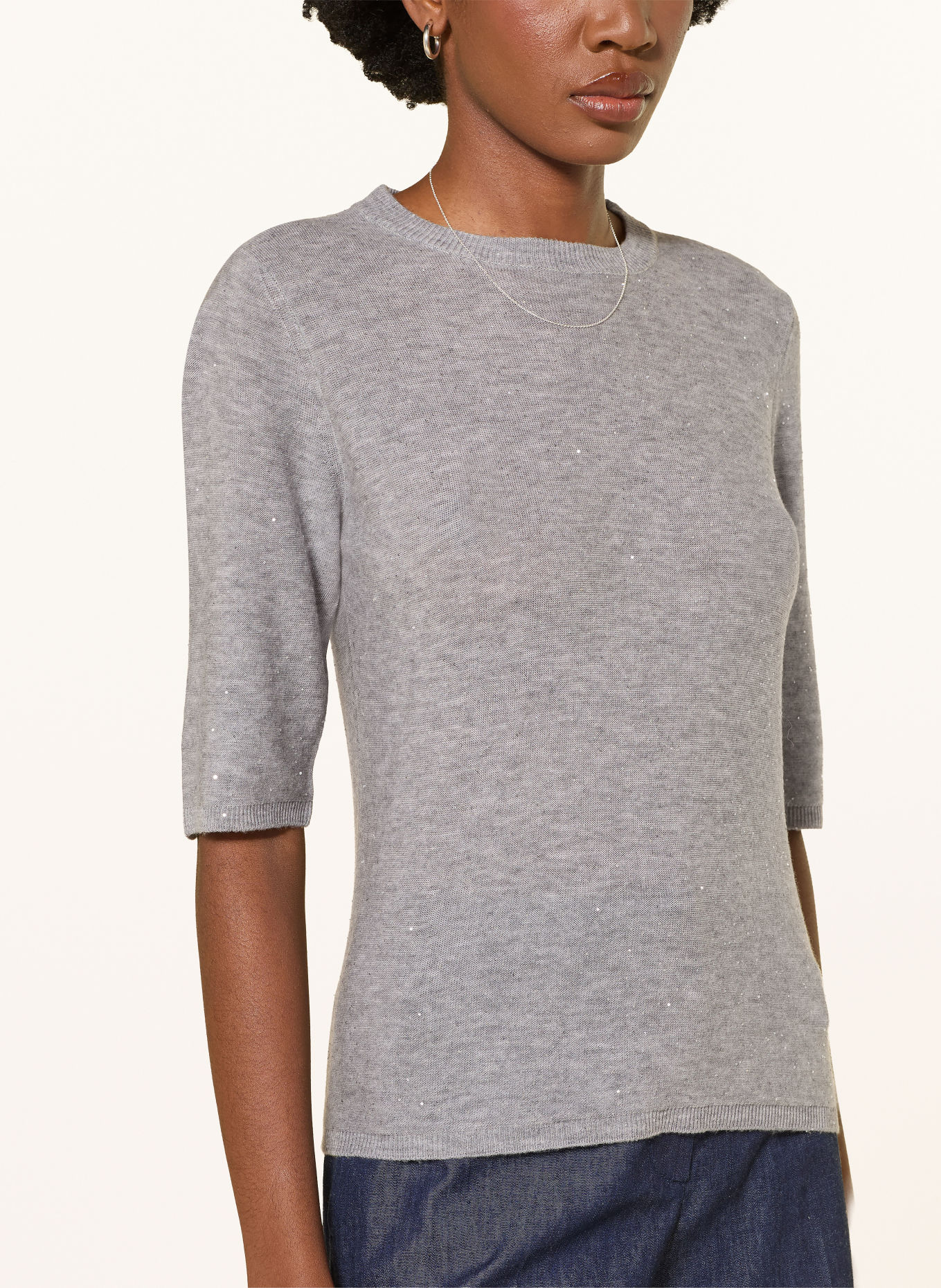 FABIANA FILIPPI Knit shirt with sequins: LIGHT GRAY