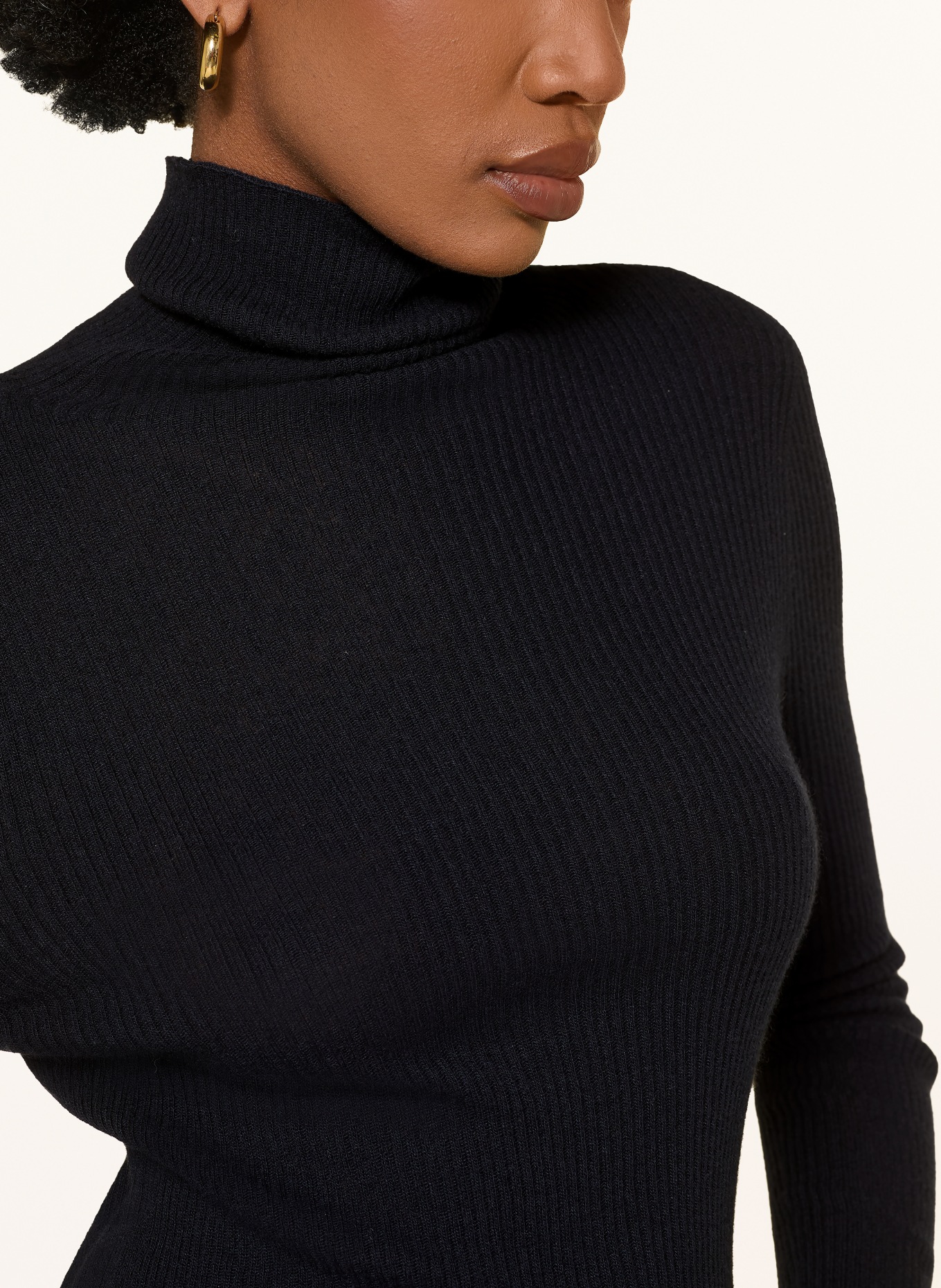 FABIANA FILIPPI Rollkragenpullover mit Merinowolle: DUNKELBLAU