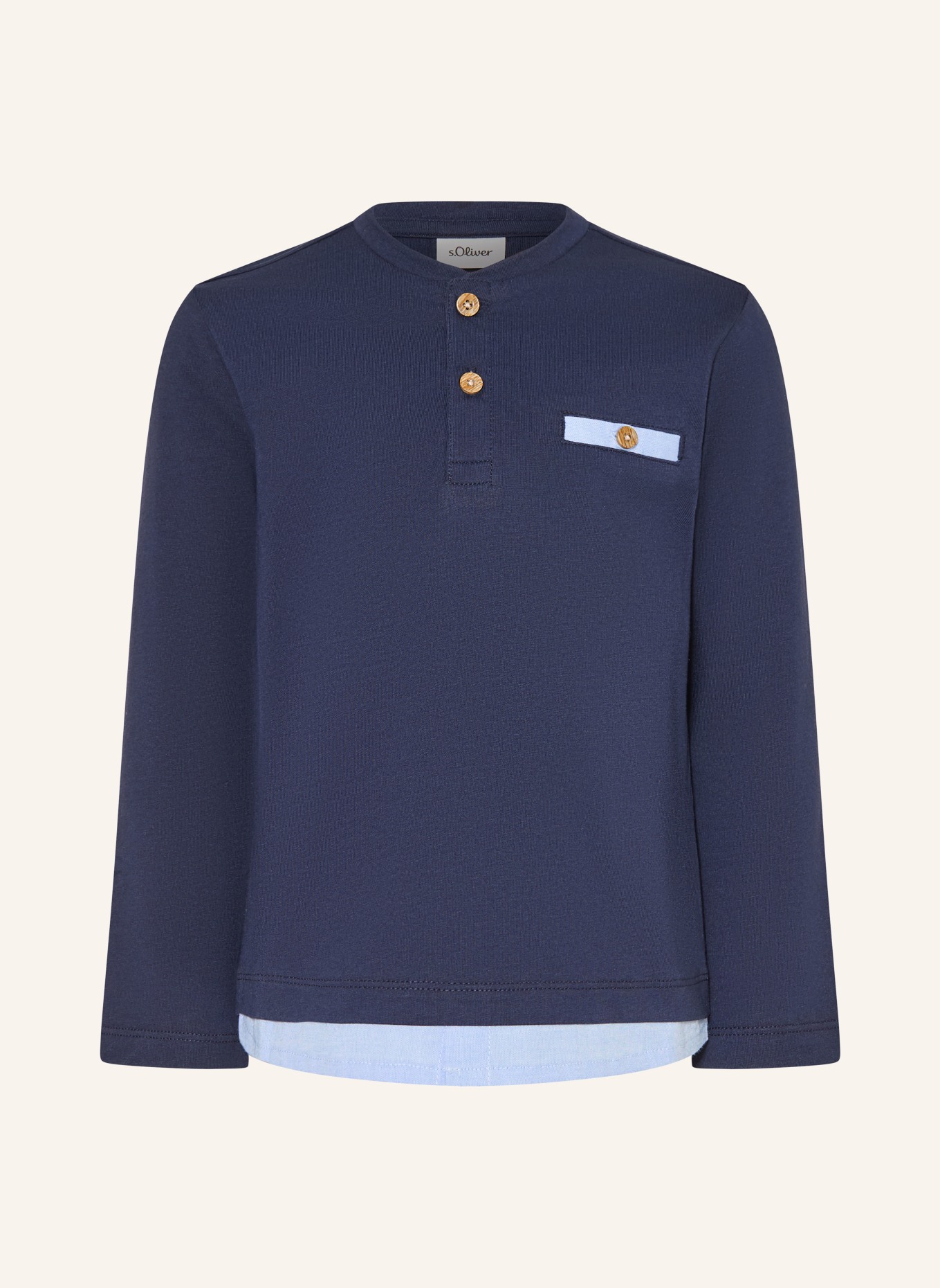 s.Oliver RED Henley shirt: DARK BLUE / LIGHT BLUE