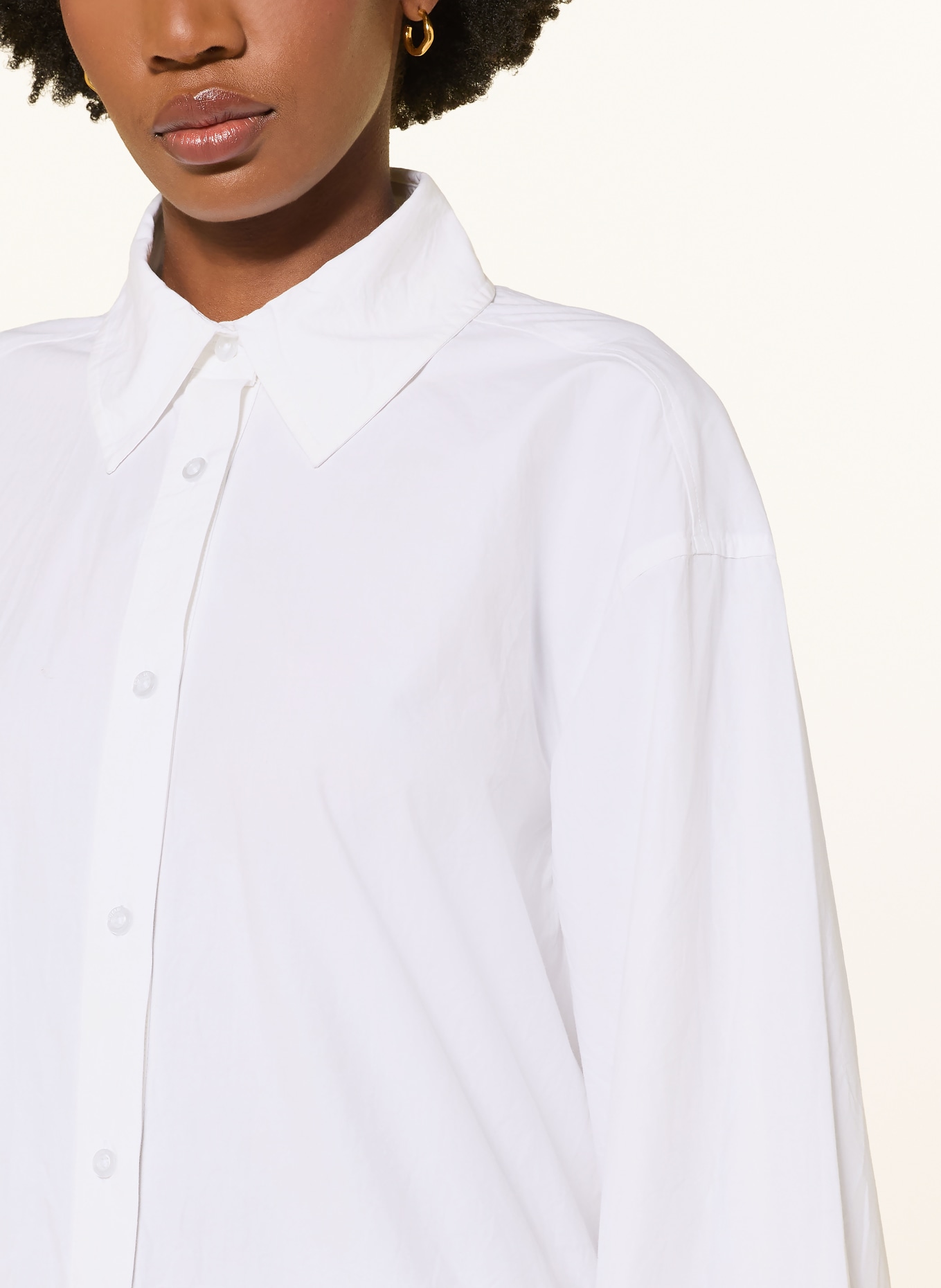 ROTATE Overhemdblouse met opengewerkte kant: WIT