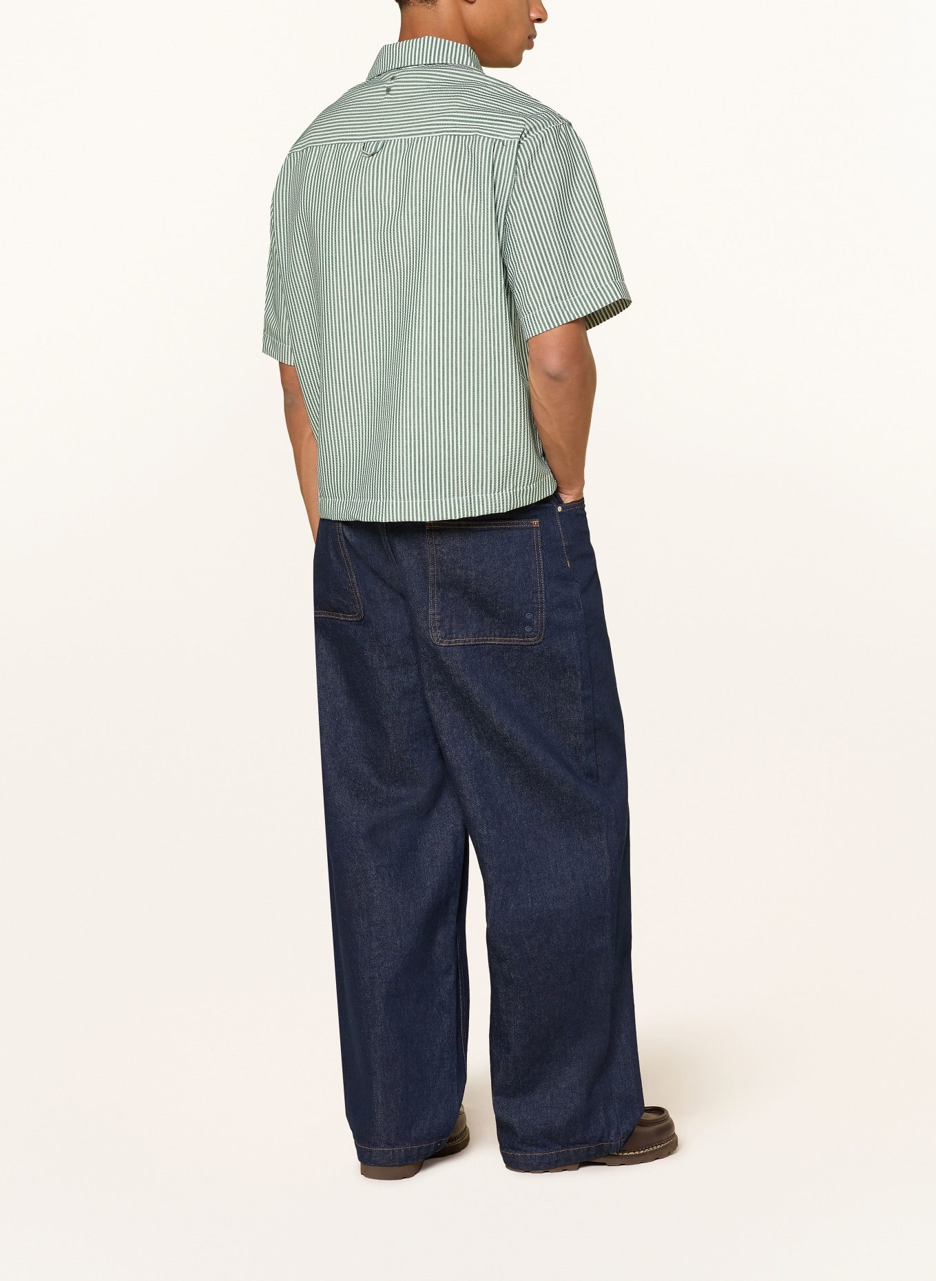 about:blank Short-sleeve shirt, Comfort Fit: GREEN / WHITE