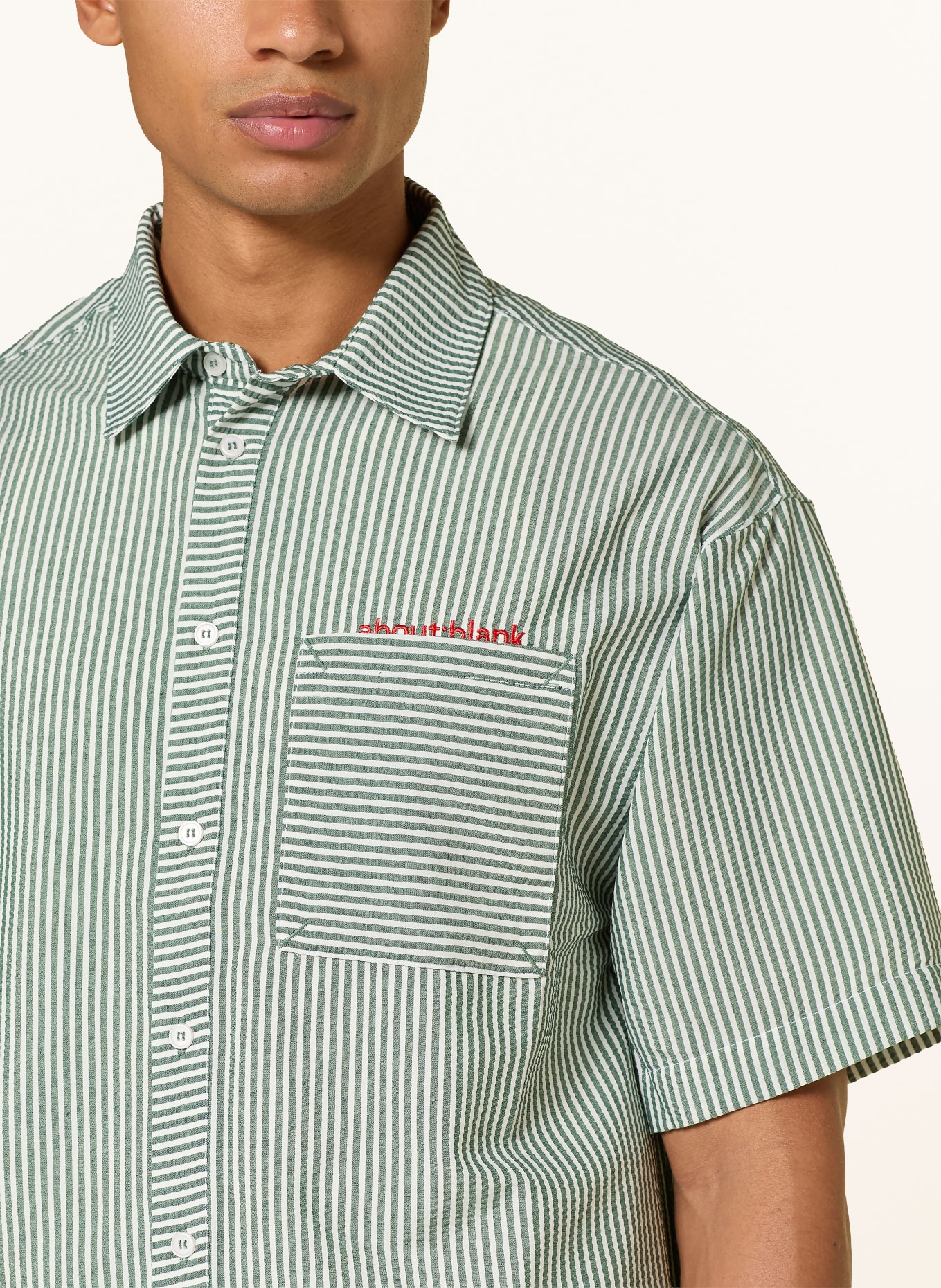 about:blank Short-sleeve shirt, Comfort Fit: GREEN / WHITE