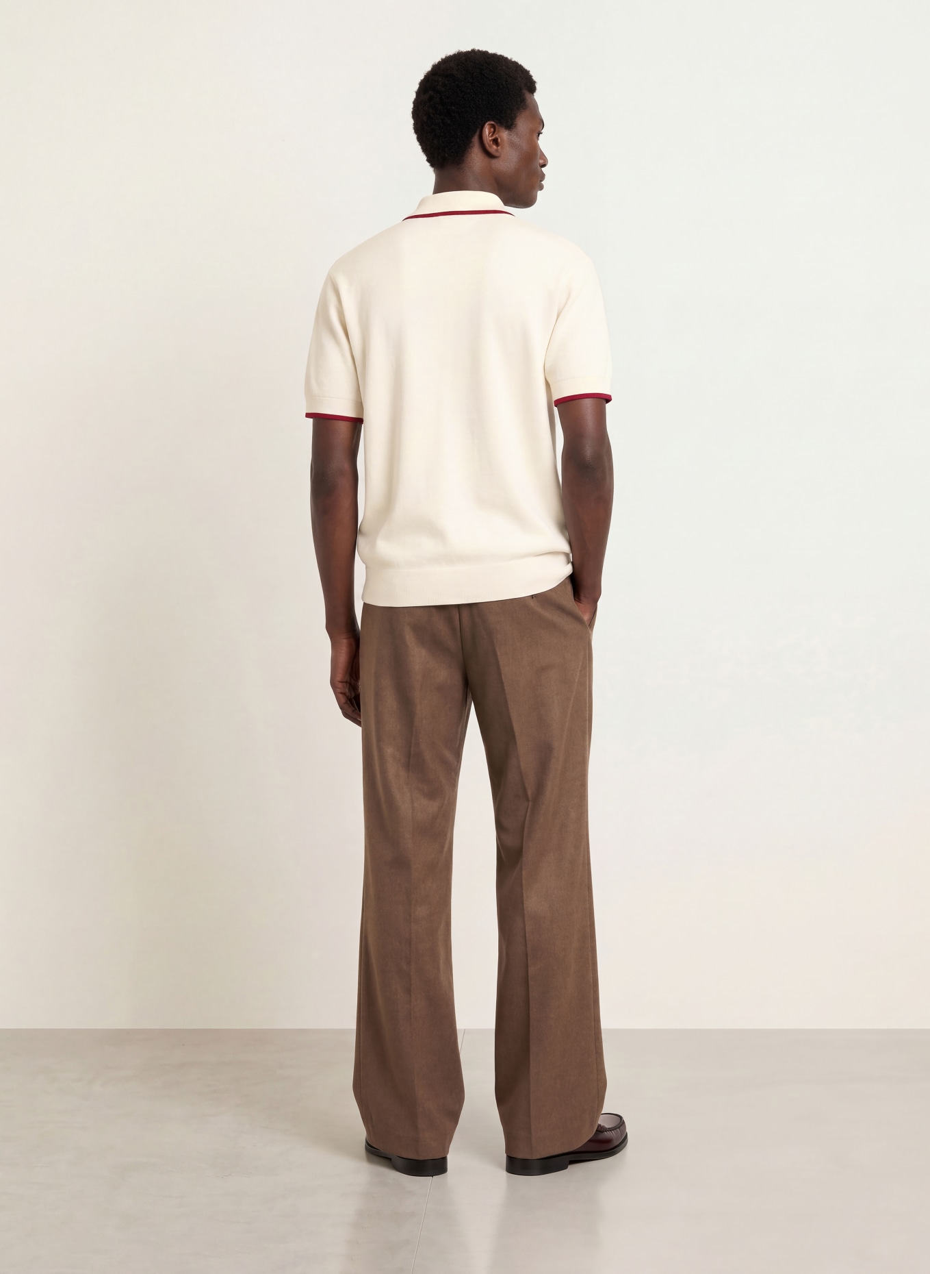 DRÔLE DE MONSIEUR Gebreid poloshirt: WIT / DONKERROOD