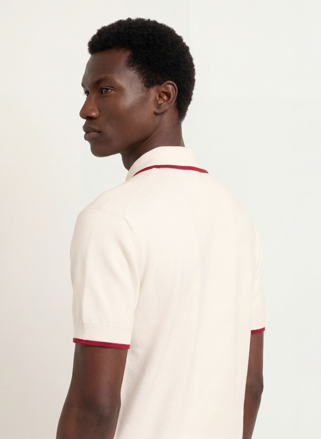 DRÔLE DE MONSIEUR Gebreid poloshirt: WIT / DONKERROOD
