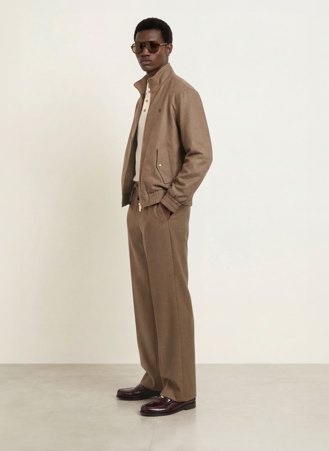 DRÔLE DE MONSIEUR Flanellen broek in joggingstijl, regular fit: LICHTBRUIN