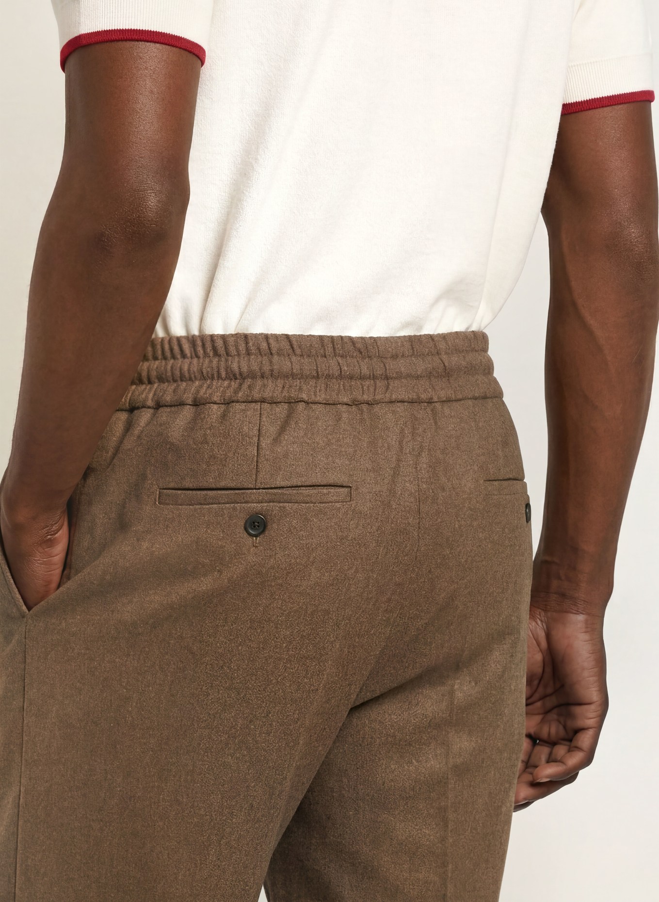 DRÔLE DE MONSIEUR Flanellen broek in joggingstijl, regular fit: LICHTBRUIN
