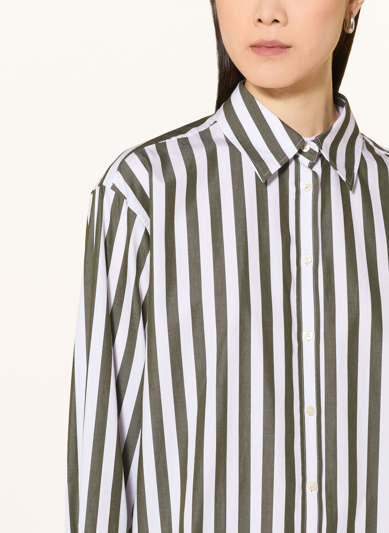 GANT Skjortebluse: GRØN / HVID