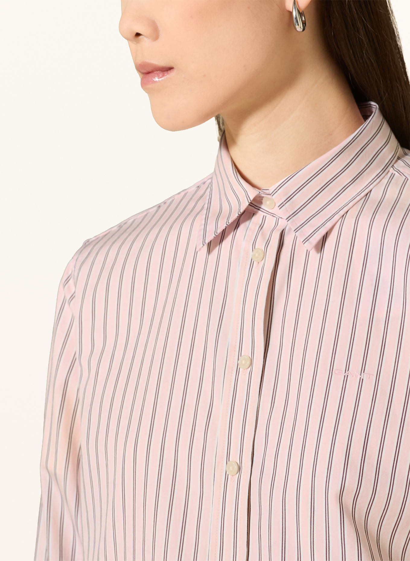 GANT Skjortebluse: LYSERØD / BRUN / HVID