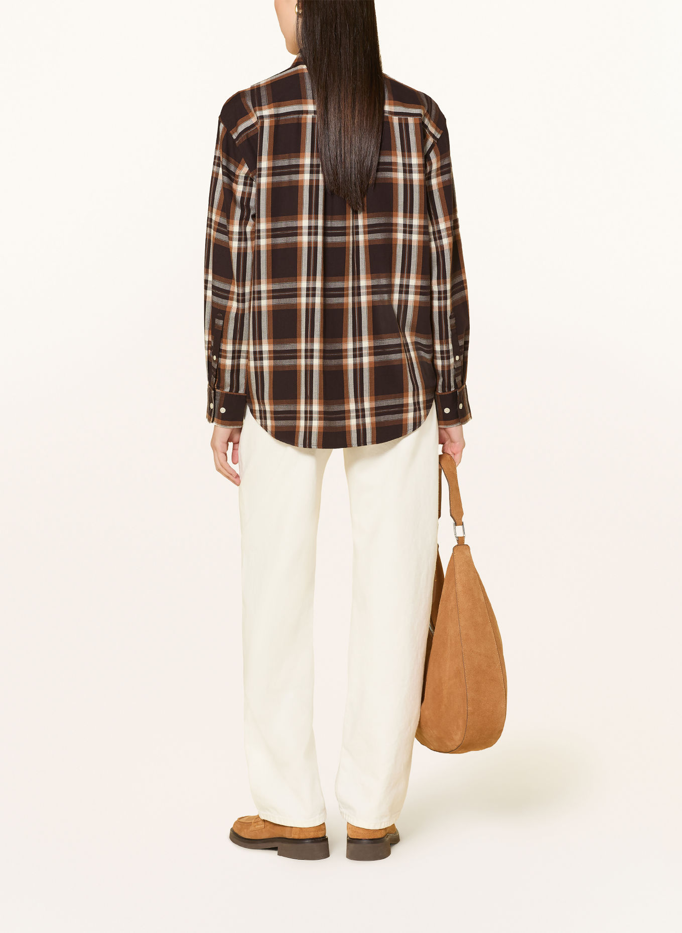 GANT Flanellbluse: MØRKEBRUN / COGNAC / CREME