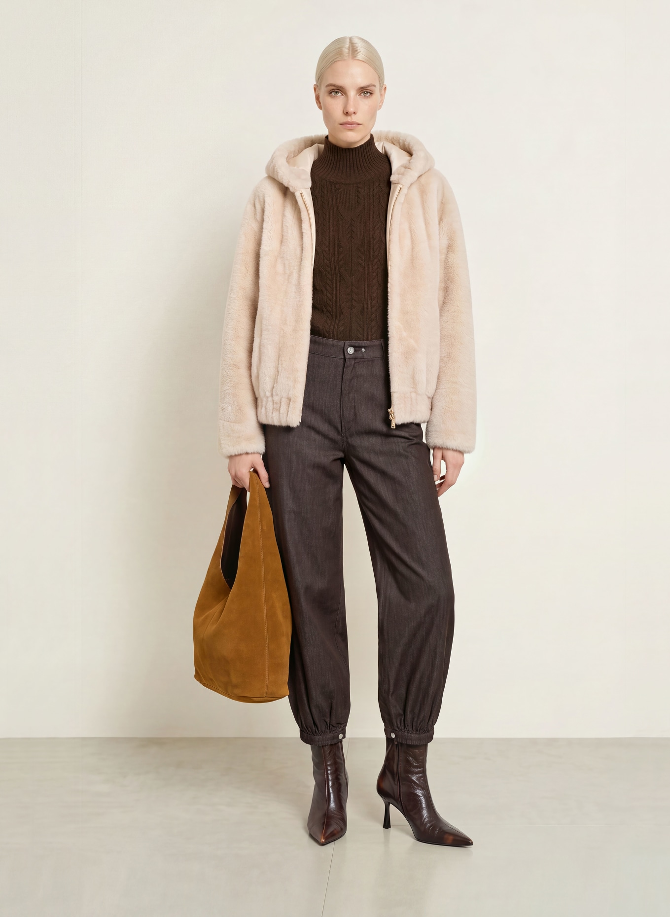 White Label Kunstfell-Jacke: BEIGE