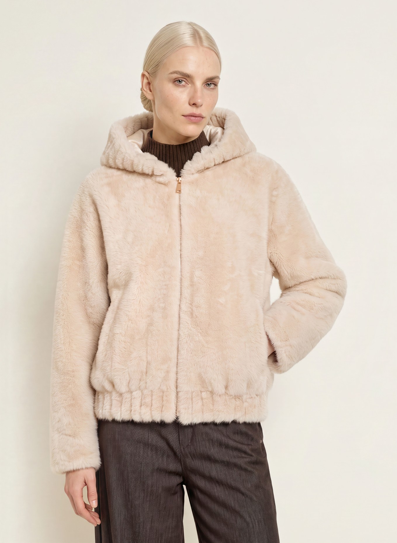 White Label Kunstfell-Jacke: BEIGE