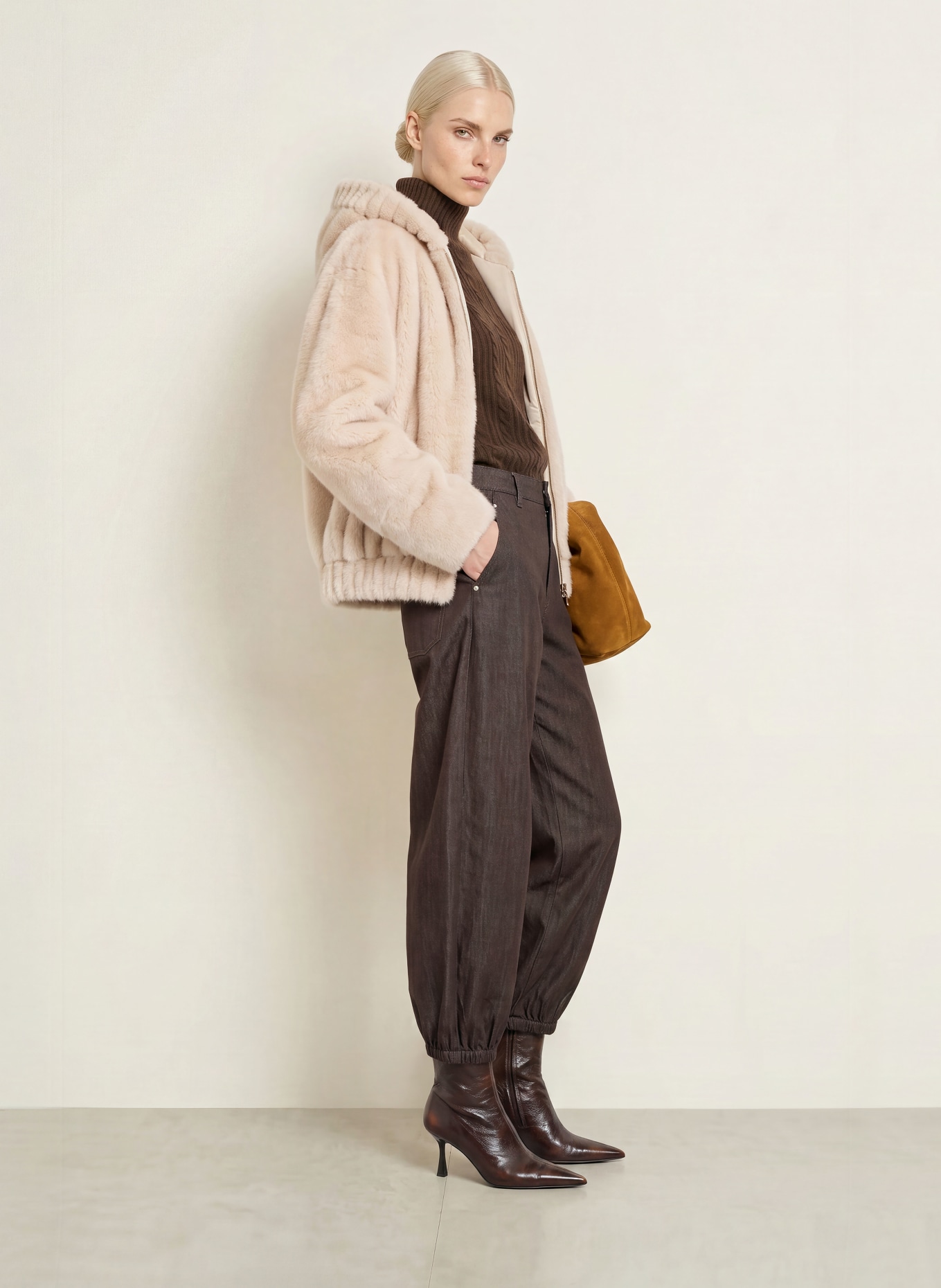 White Label Kunstfell-Jacke: BEIGE