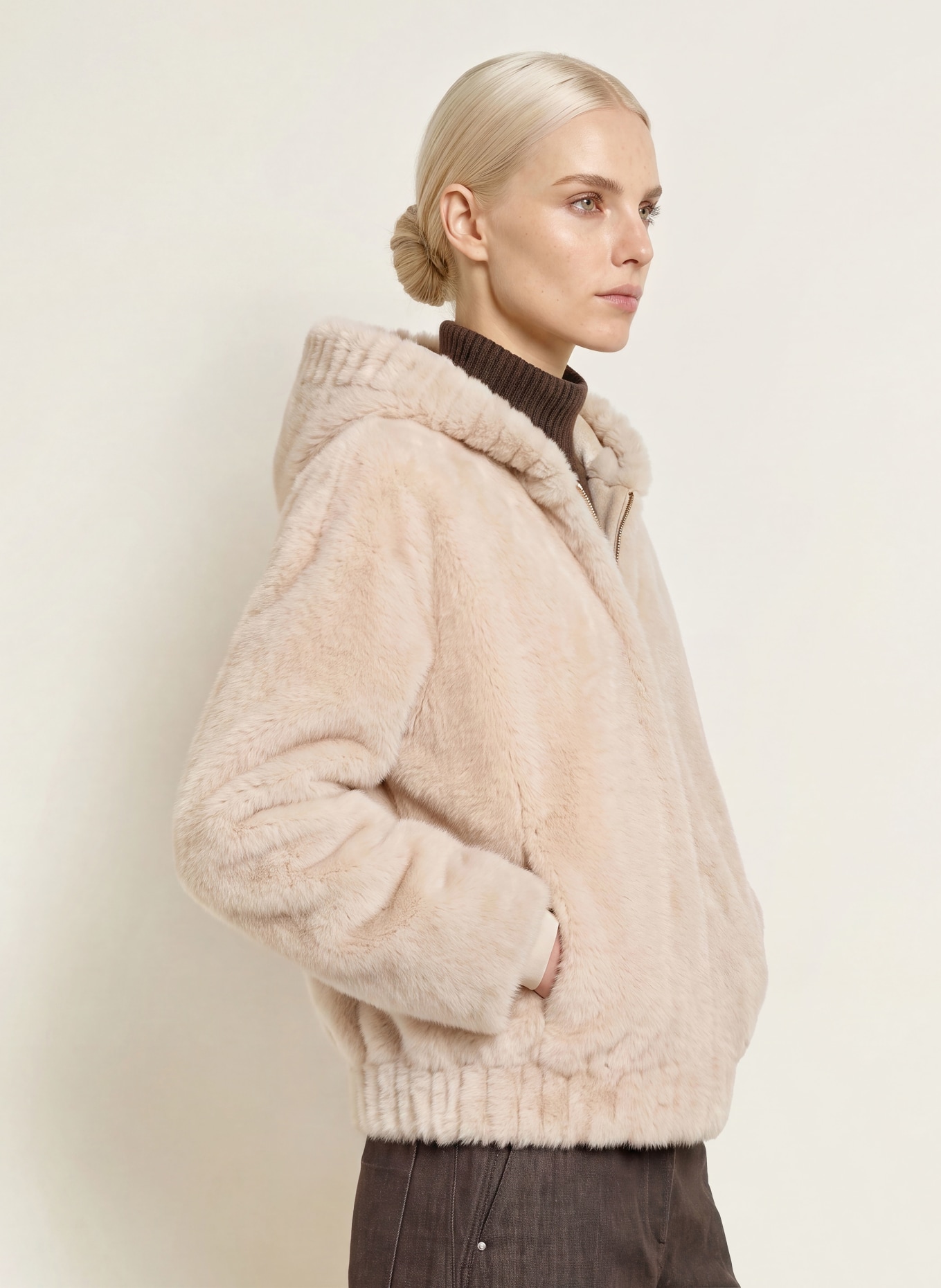 White Label Kunstfell-Jacke: BEIGE