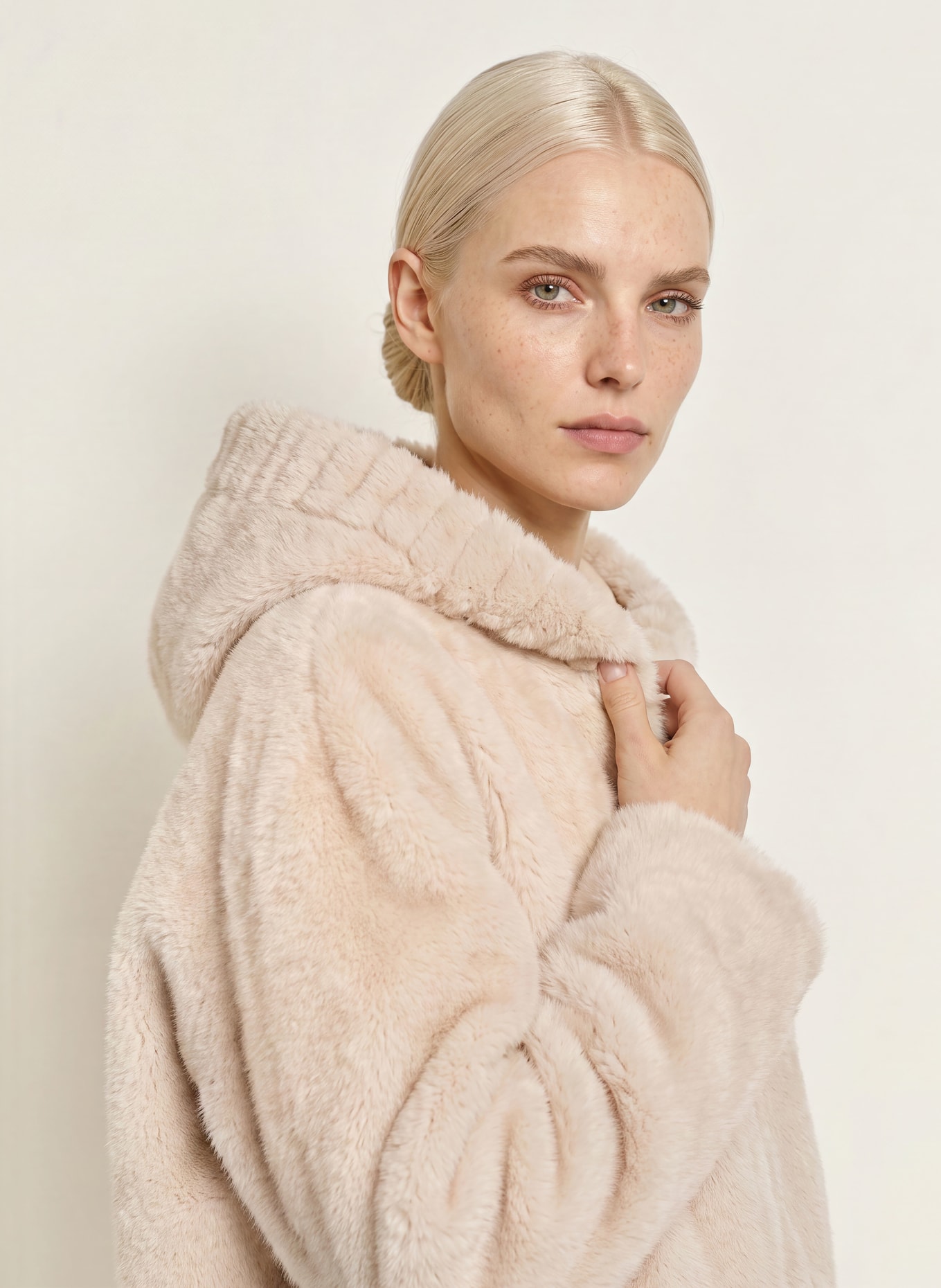 White Label Kunstfell-Jacke: BEIGE