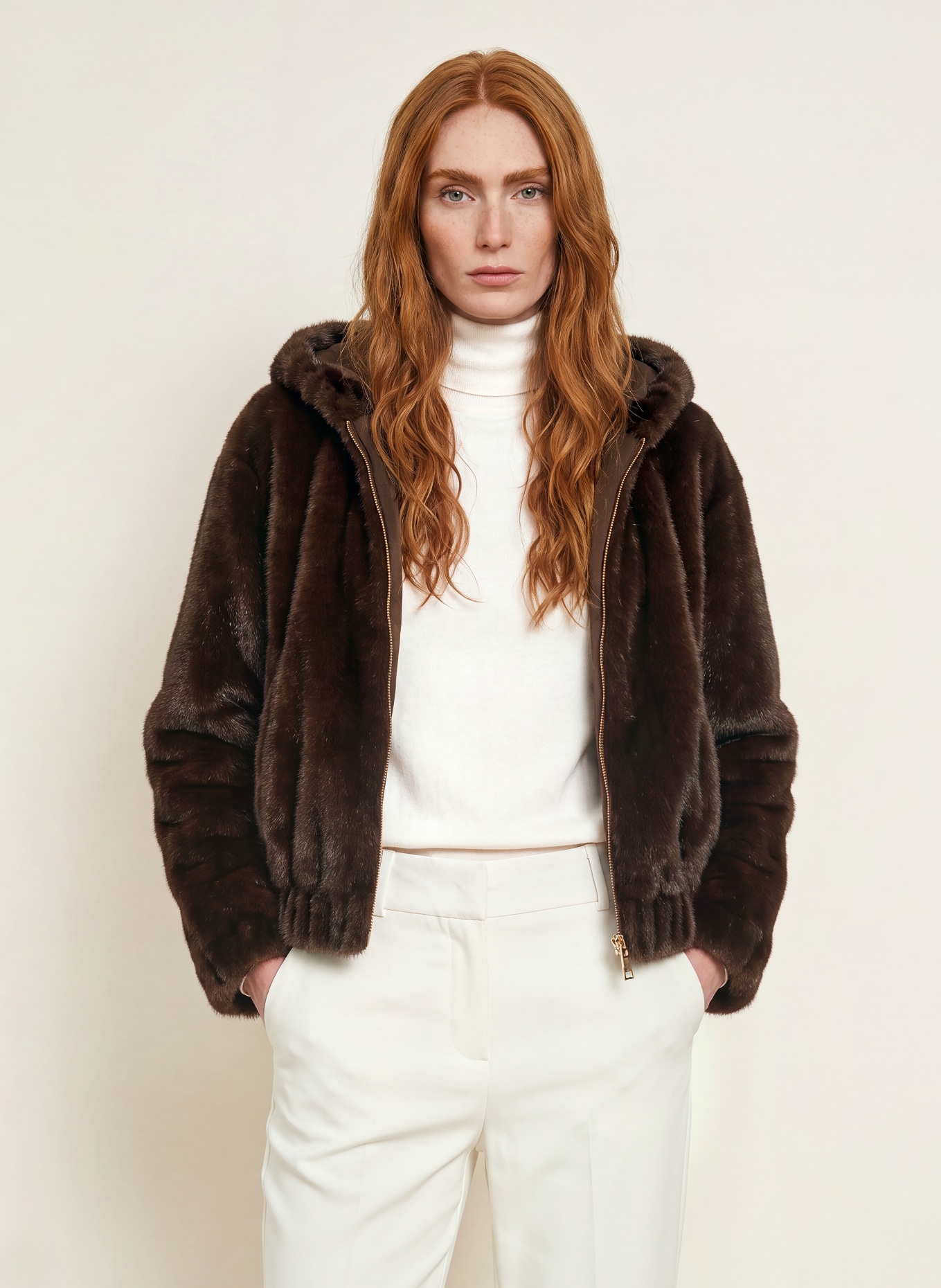 White Label Kunstfell-Jacke: DUNKELBRAUN