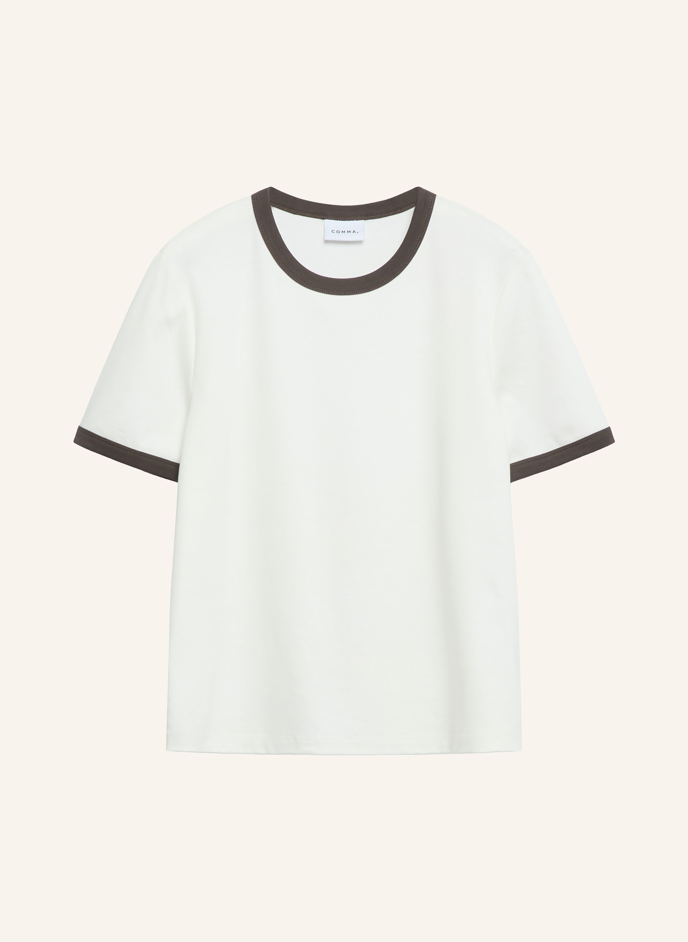 comma T-shirt: VIT / MÖRKBRUN