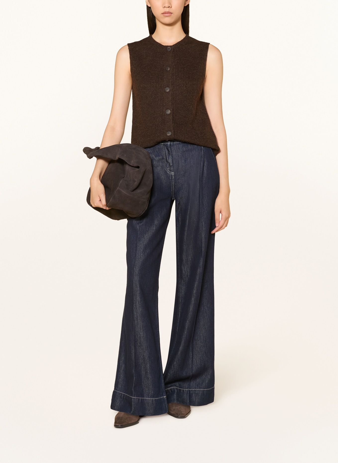 comma Knit vest: DARK BROWN