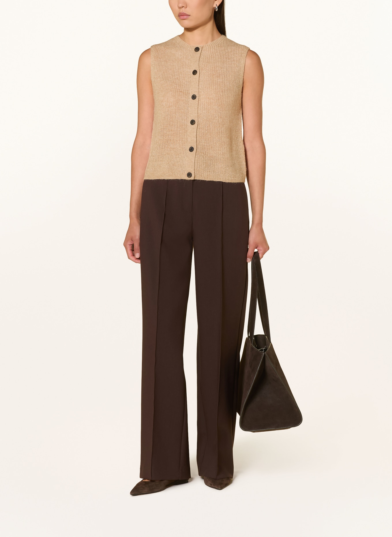 comma Knit vest: LIGHT BROWN