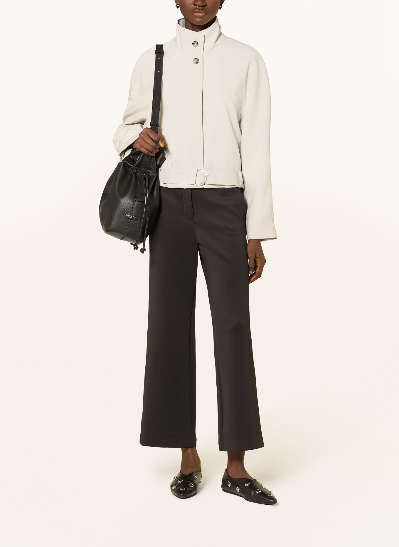 comma 7/8-length trousers made from jersey: BLACK