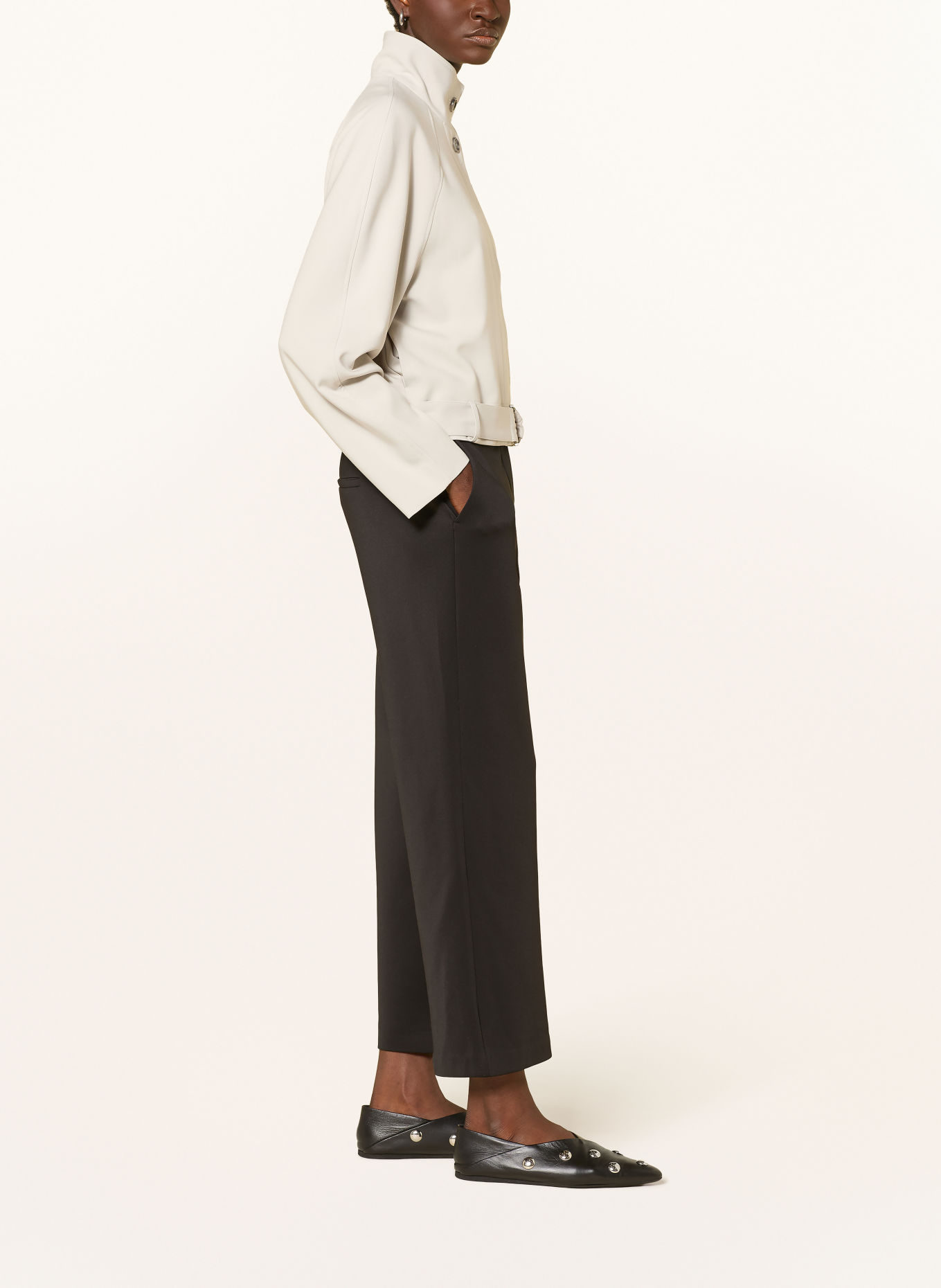 comma 7/8-length trousers made from jersey: BLACK