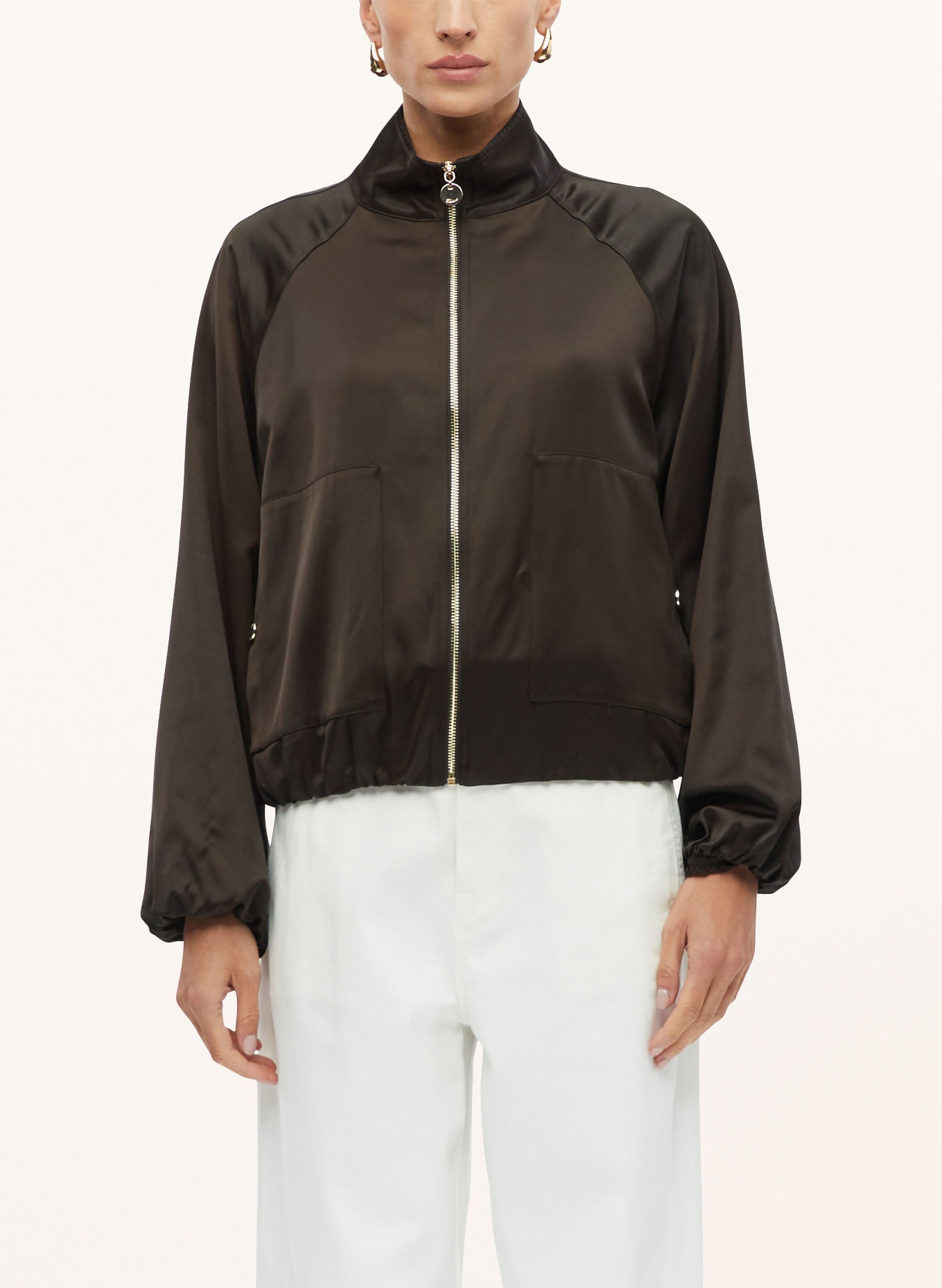s.Oliver BLACK LABEL Blouson en satin: MARRON FONCÉ