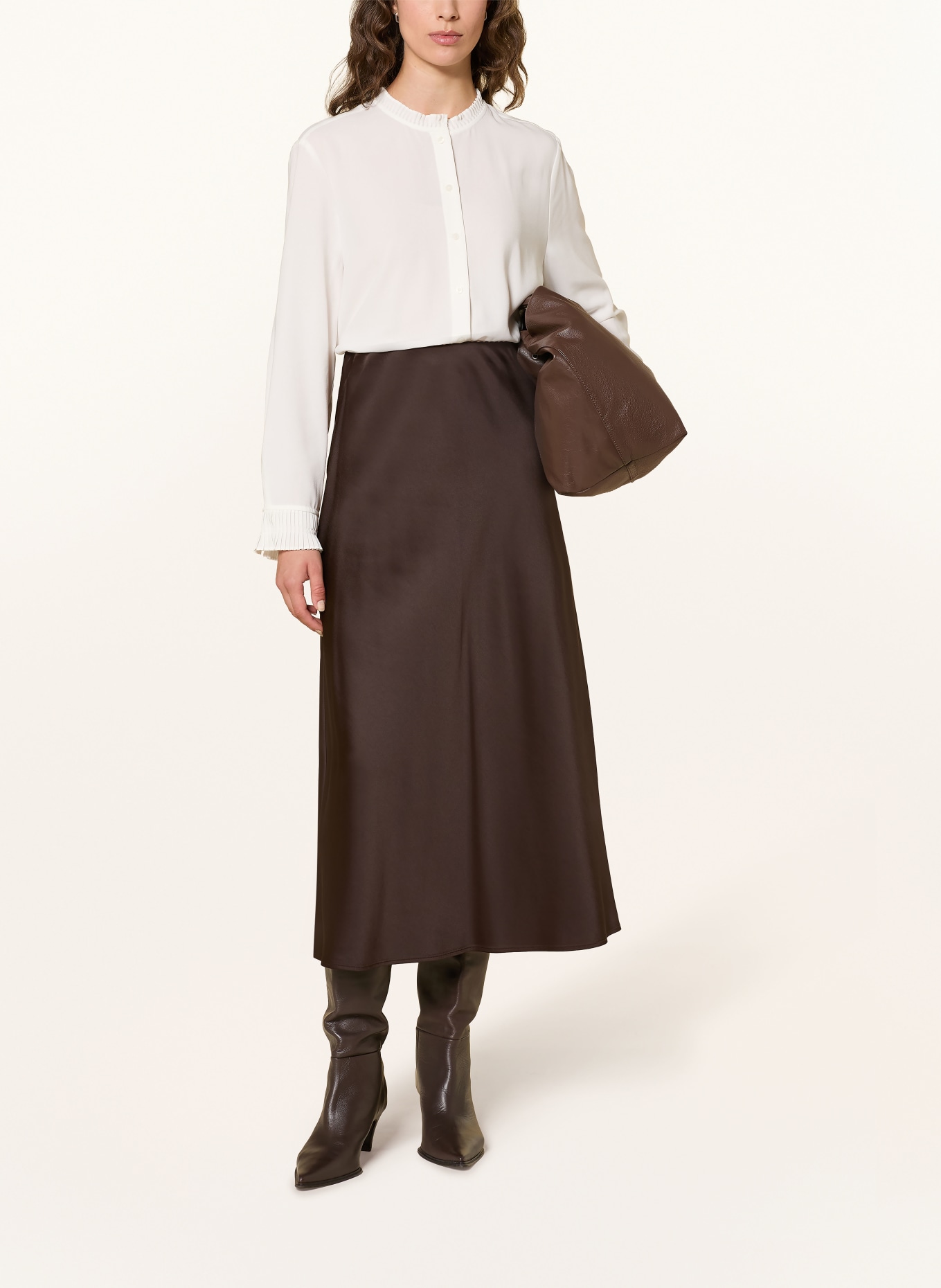 s.Oliver BLACK LABEL Satijnen rok: MARRON FONCÉ