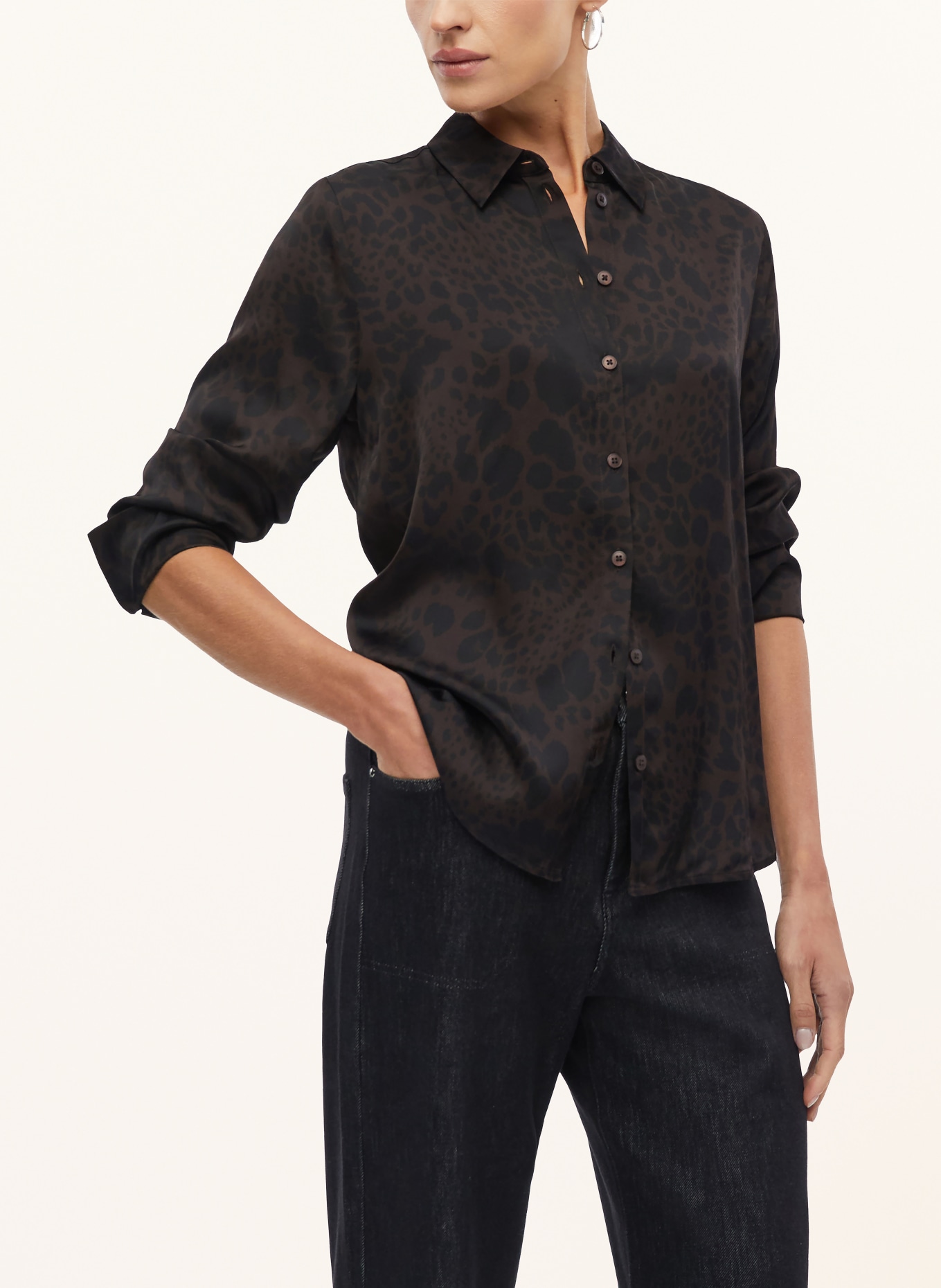 s.Oliver BLACK LABEL Satin shirt blouse: DARK BROWN / BLACK