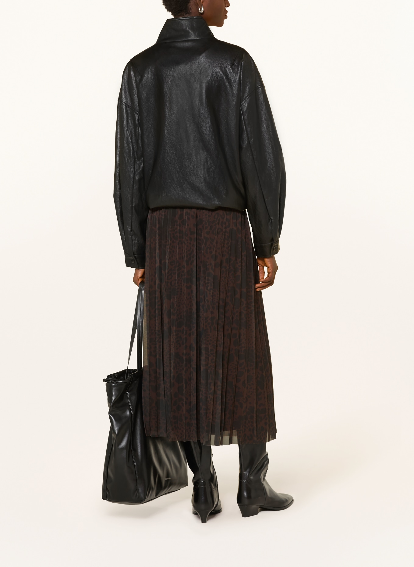 s.Oliver BLACK LABEL Plooirok van mesh: MARRON FONCÉ