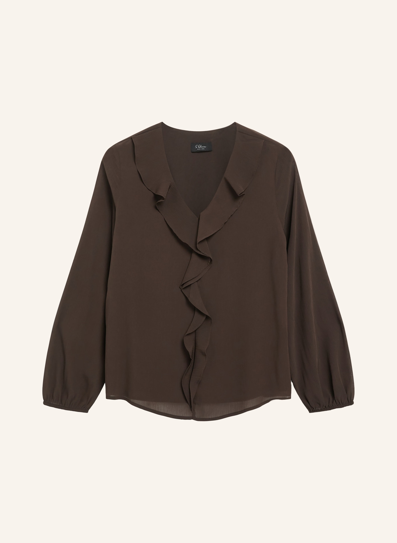 s.Oliver BLACK LABEL Chemisier à volants: MARRON FONCÉ
