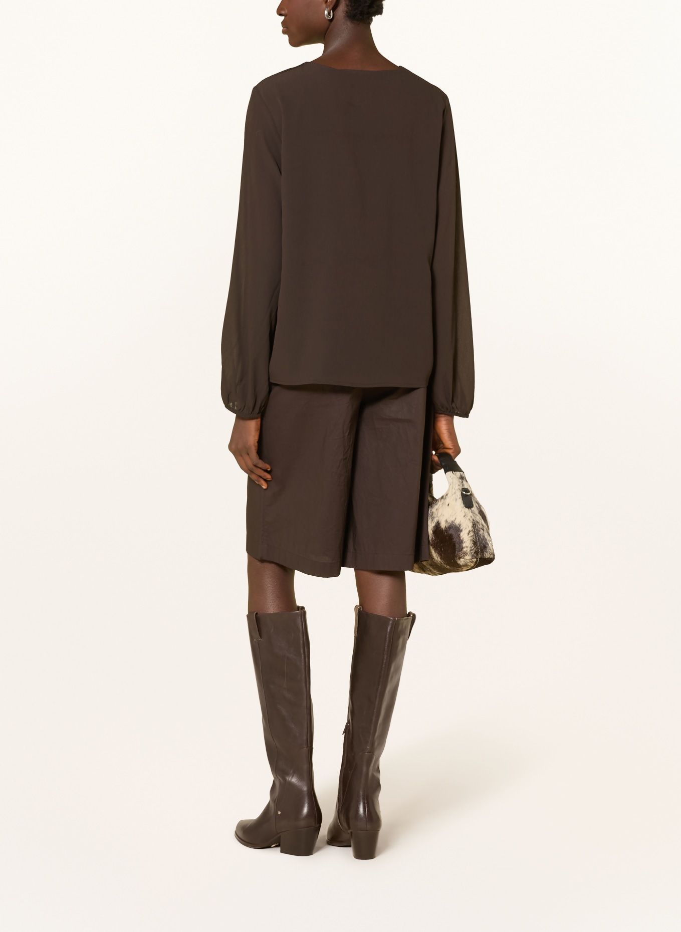 s.Oliver BLACK LABEL Chemisier à volants: MARRON FONCÉ