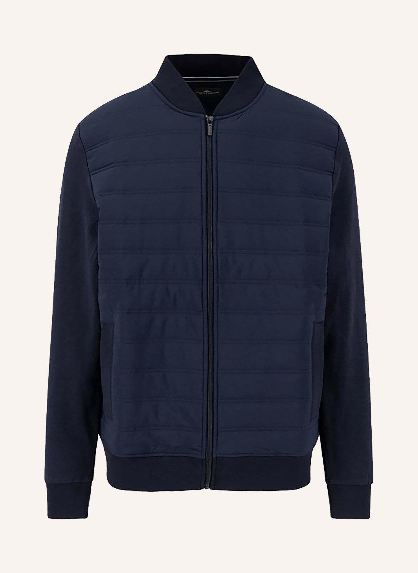 FYNCH-HATTON Sweatjacke im Materialmix: DUNKELBLAU