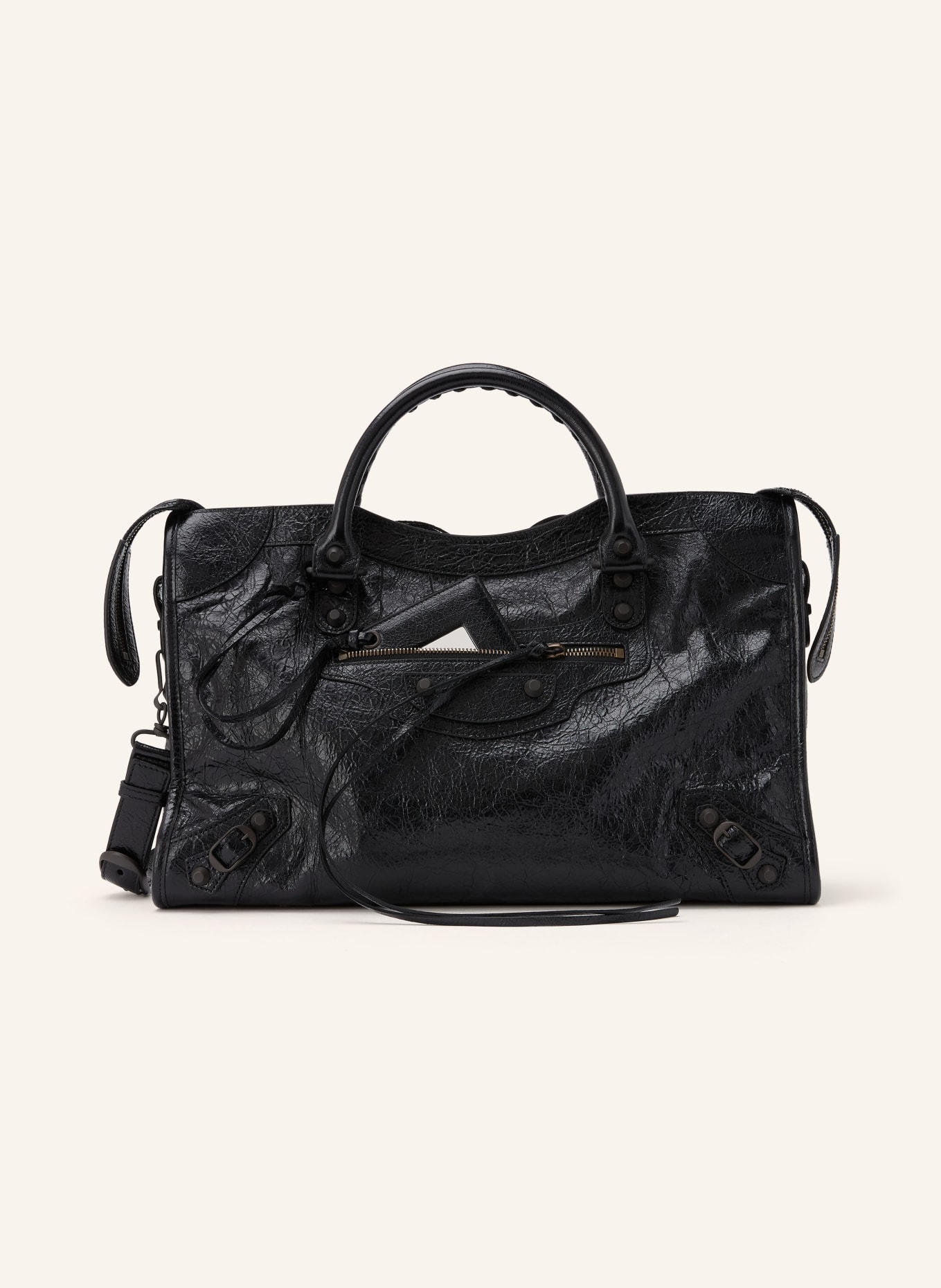 BALENCIAGA Handtasche LE CITY MEDIUM mit Nieten: SCHWARZ