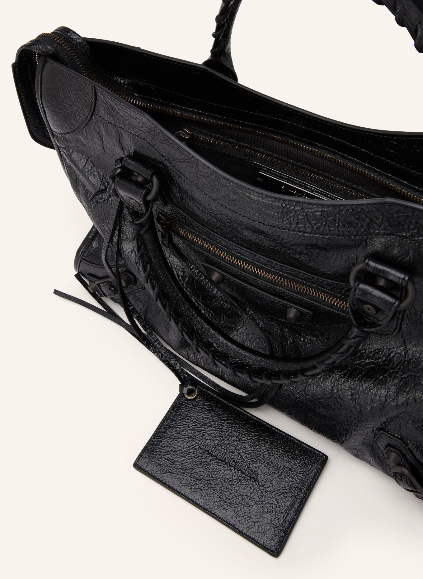 BALENCIAGA Handtasche LE CITY MEDIUM mit Nieten: SCHWARZ