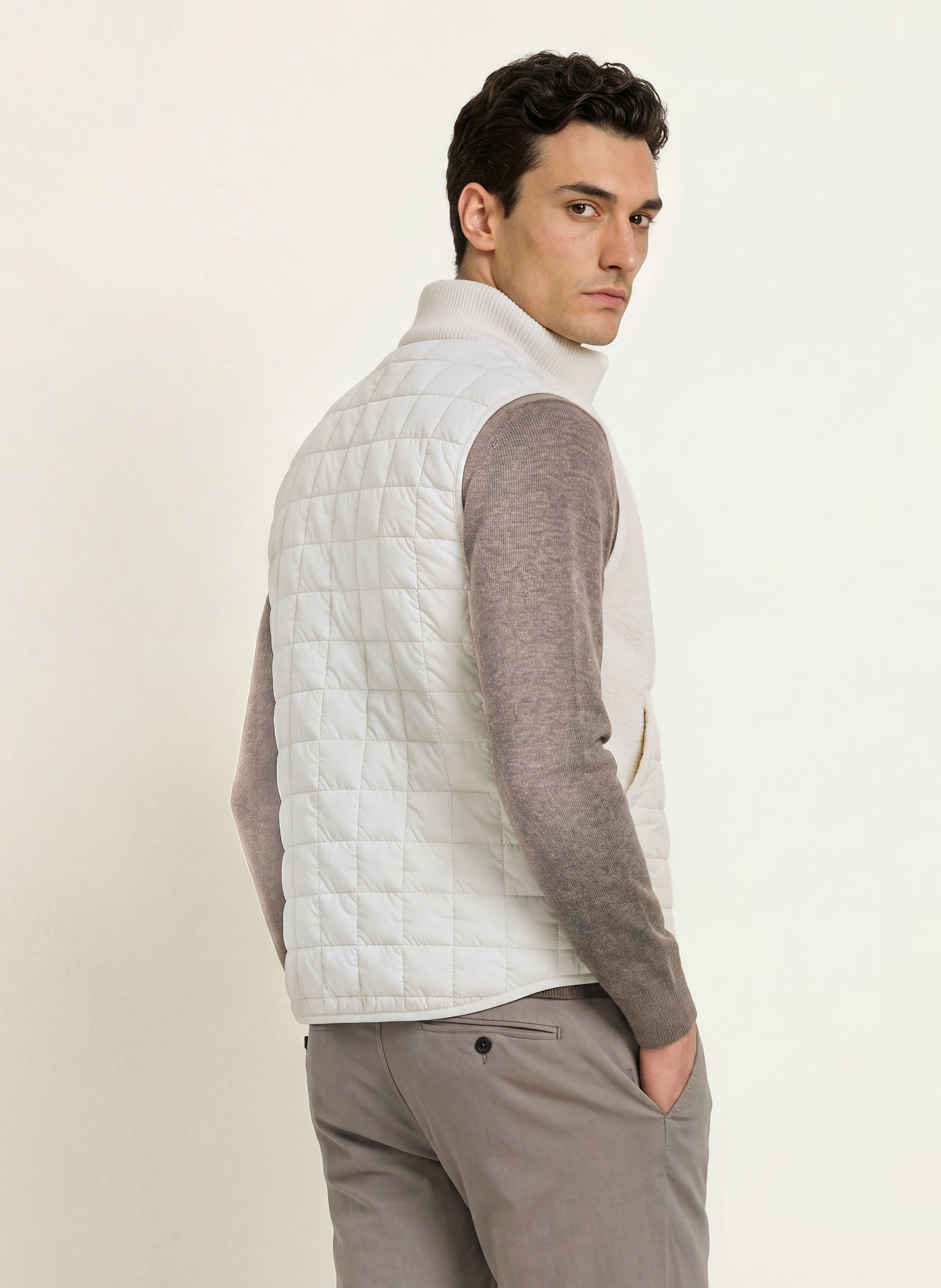Luis Trenker Gilet matelassé avec fourrure synthétique: CRÈME