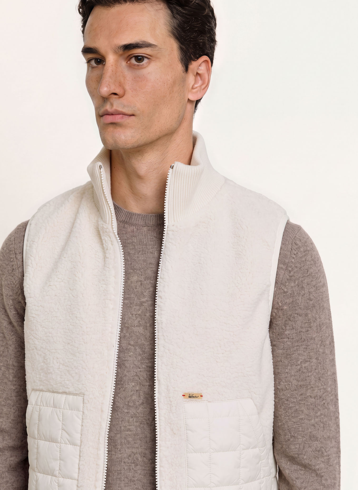 Luis Trenker Gilet matelassé avec fourrure synthétique: CRÈME