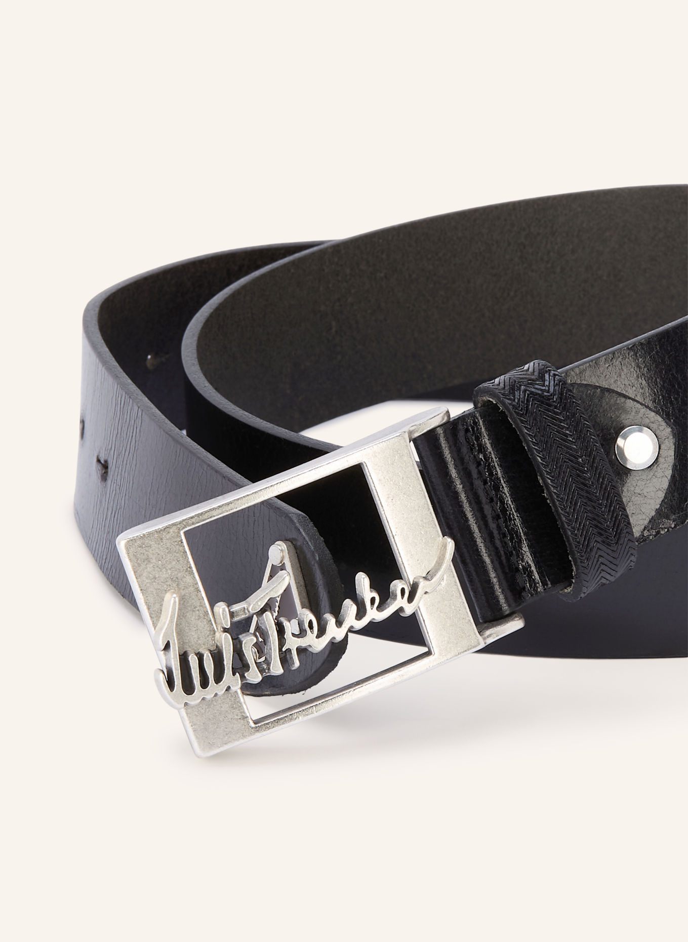 Luis Trenker LUFRANCO Leather Belts: BLACK / SILVER
