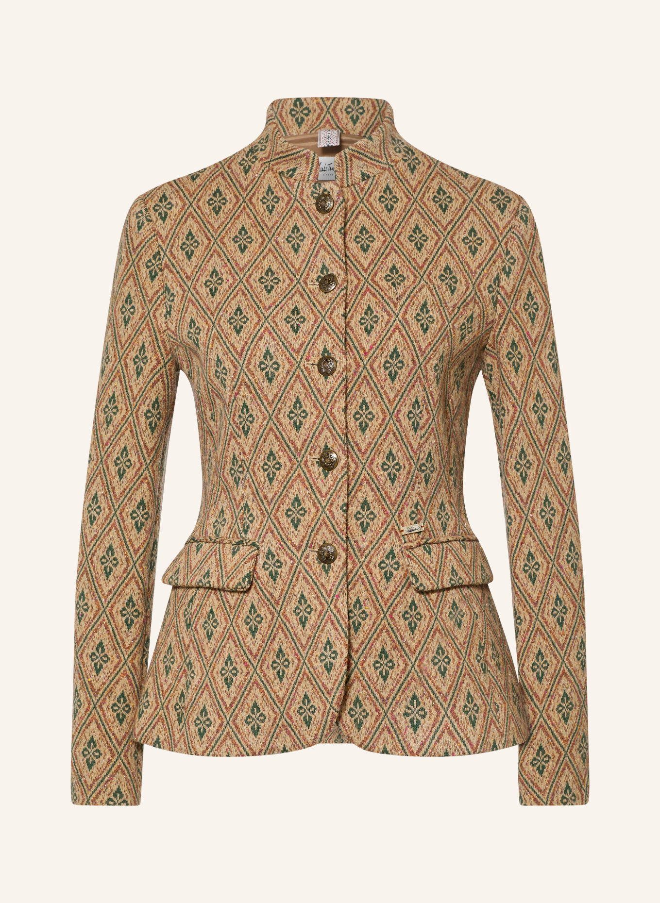 Luis Trenker Jacquard-Janker LURANDA: BEIGE / BRUIN / DONKERGROEN