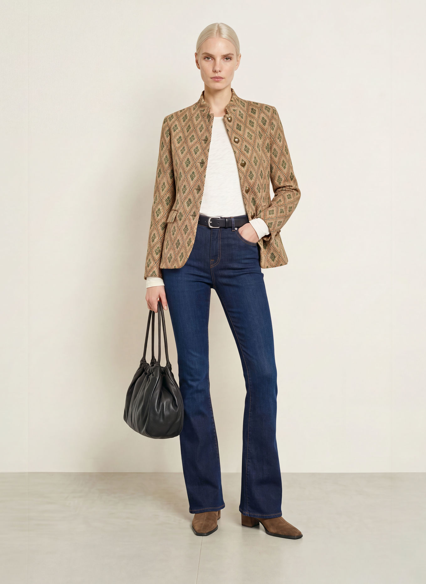 Luis Trenker Jacquard-Janker LURANDA: BEIGE / BRUIN / DONKERGROEN