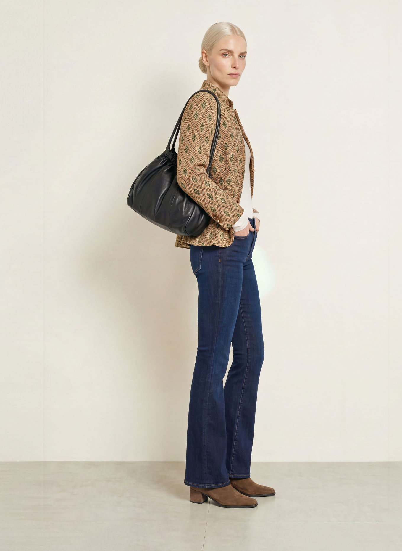Luis Trenker Jacquard-Janker LURANDA: BEIGE / BRUIN / DONKERGROEN