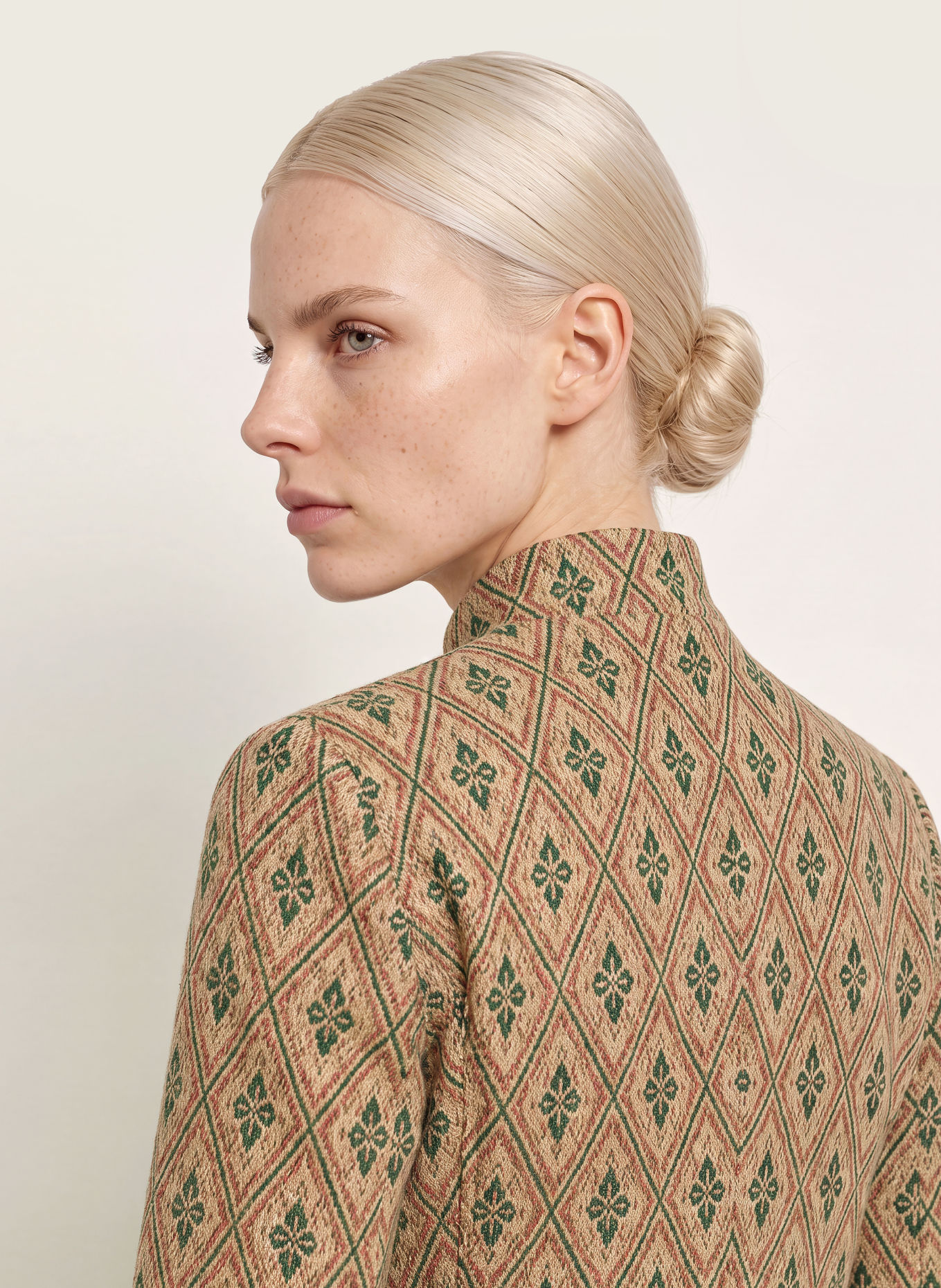 Luis Trenker Jacquard-Janker LURANDA: BEIGE / BRUIN / DONKERGROEN