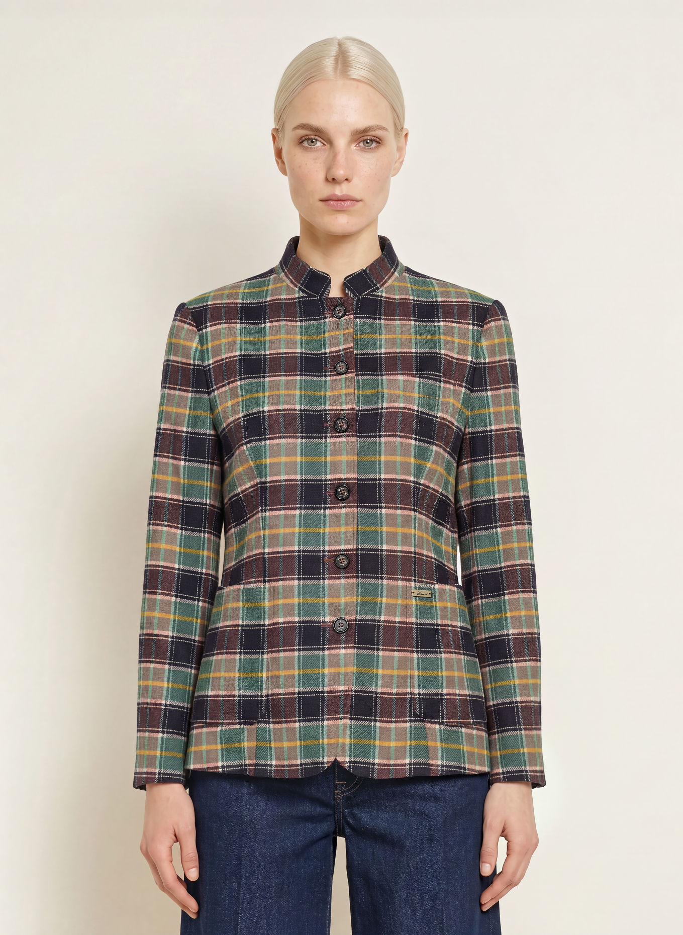 Luis Trenker Janker LUREESE: MINT / DONKERGEEL / DONKERBLAUW
