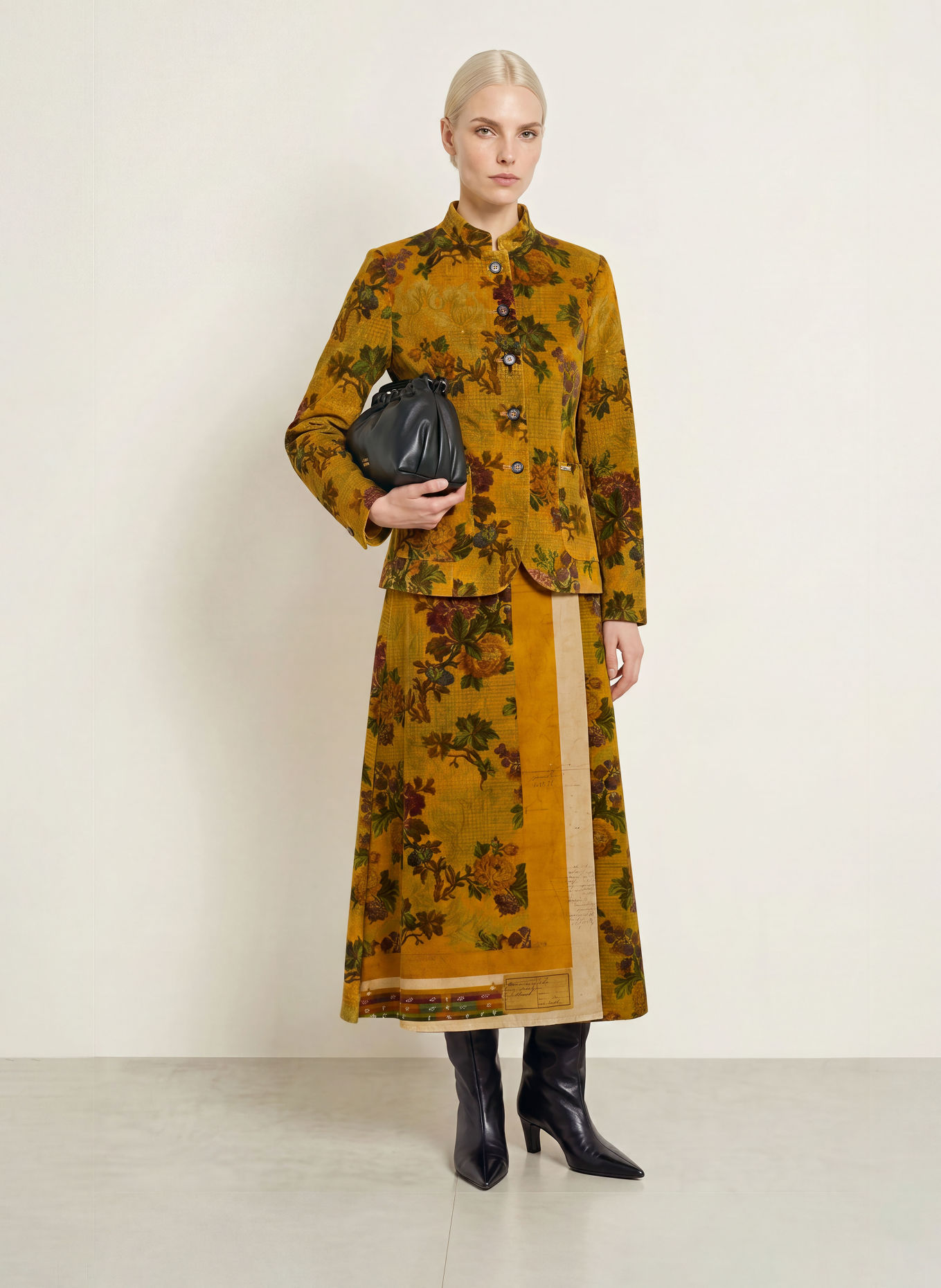 Luis Trenker Veste en velours LURANDA: JAUNE FONCÉ / ORANGE FONCÉ / VERT
